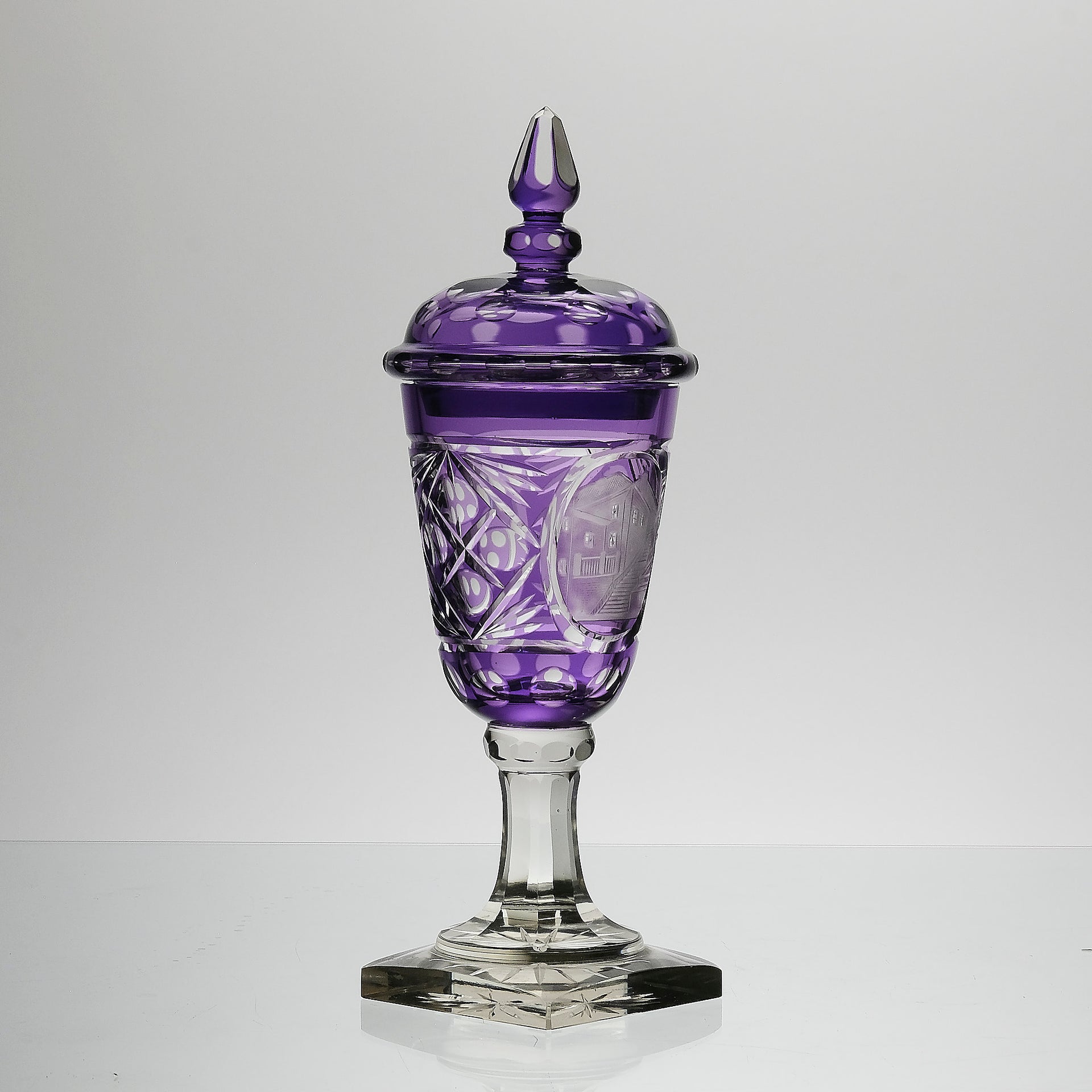 Bohemian Amethyst GLass Goblet with Lid