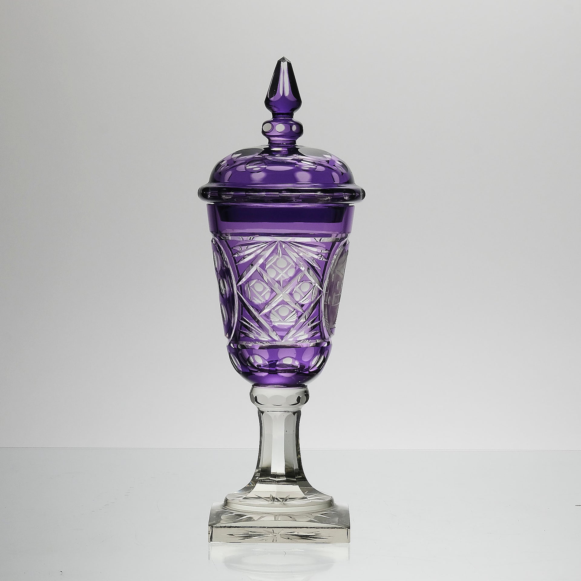 Bohemian Amethyst GLass Goblet with Lid