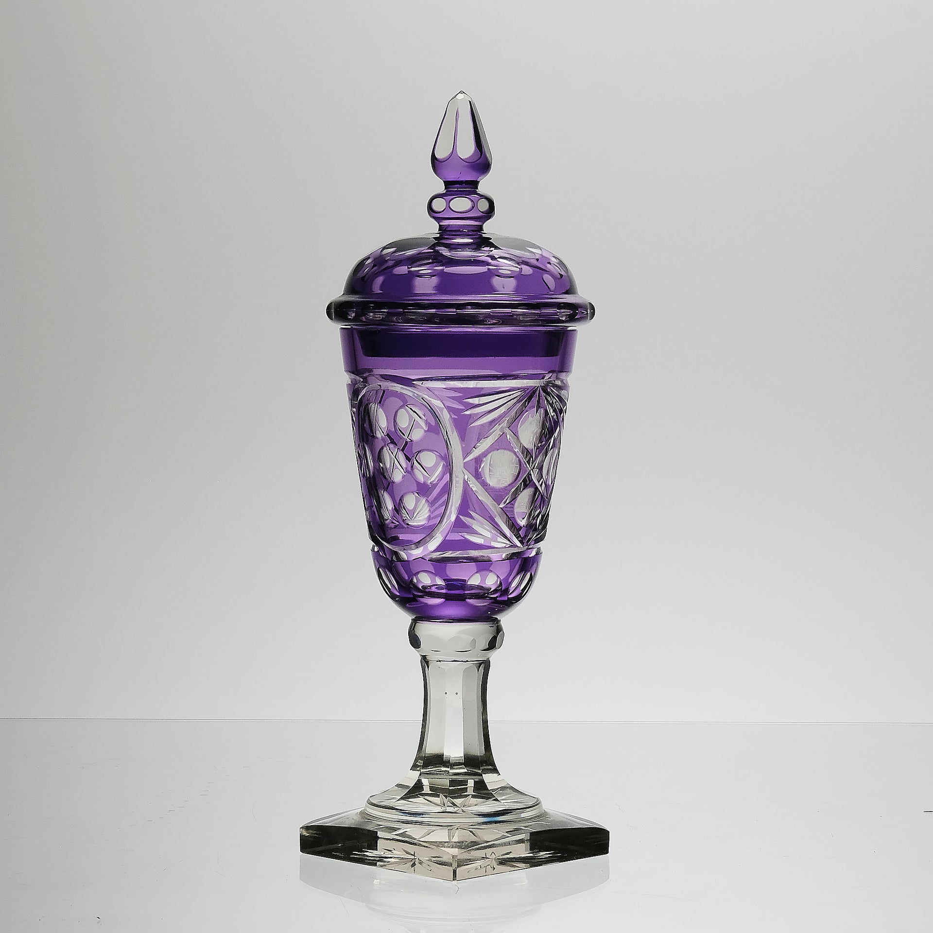 Bohemian Amethyst GLass Goblet with Lid