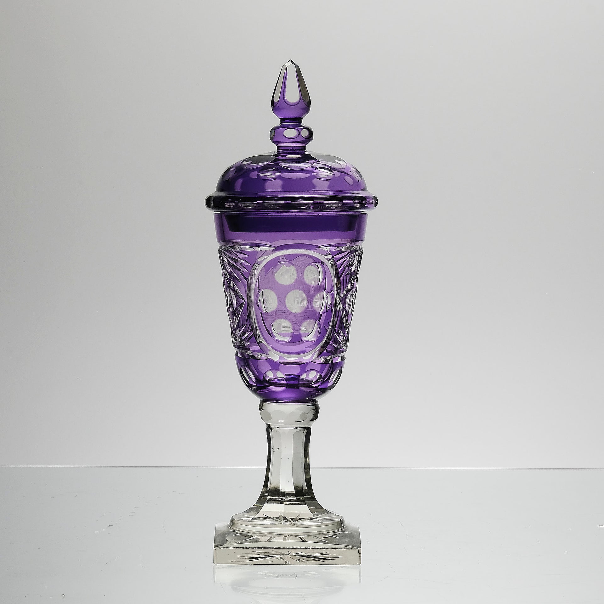 Bohemian Amethyst GLass Goblet with Lid