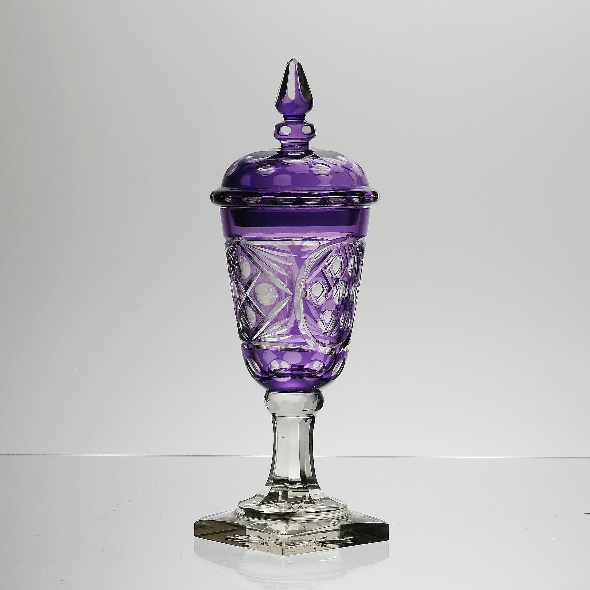 Bohemian Amethyst GLass Goblet with Lid