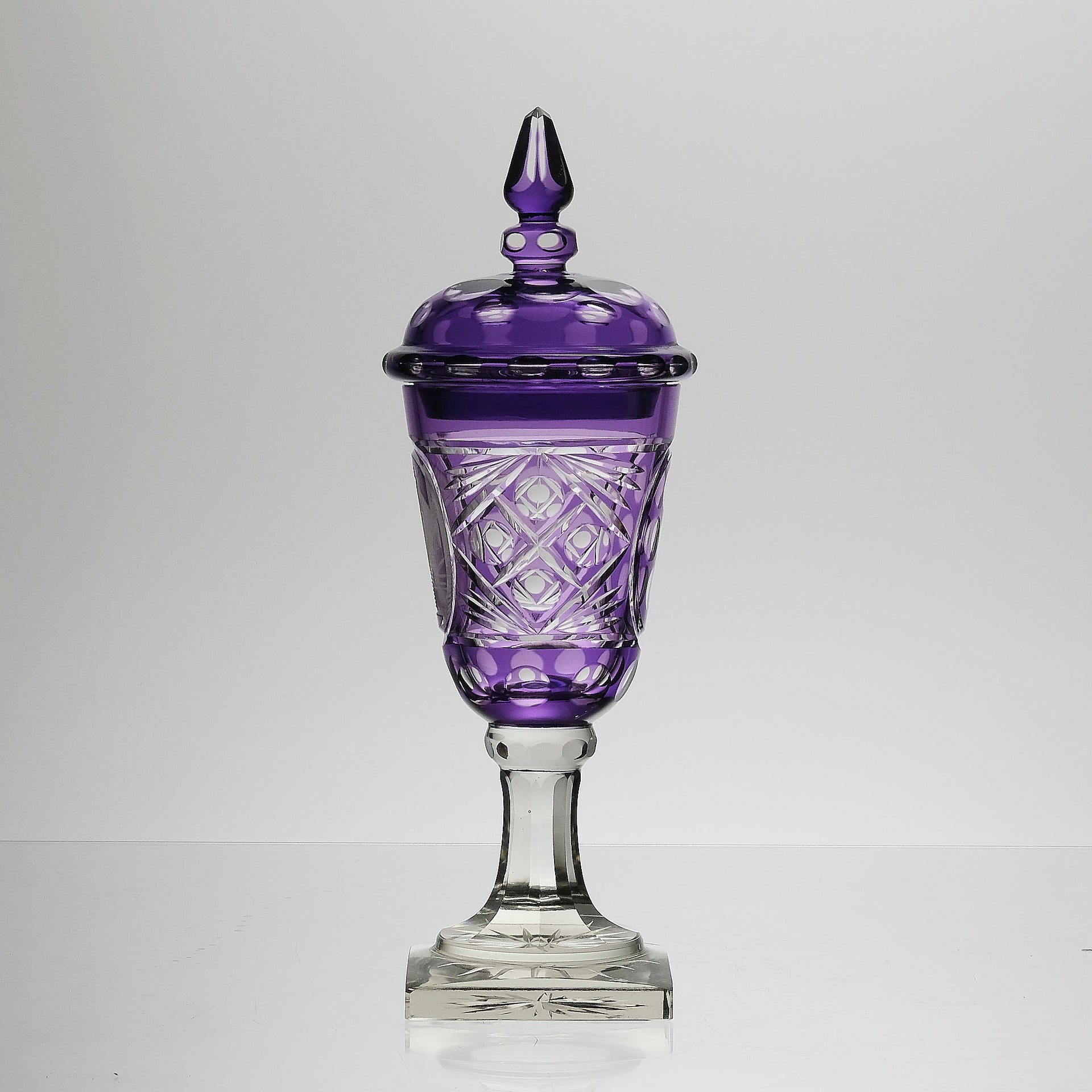 Bohemian Amethyst GLass Goblet with Lid