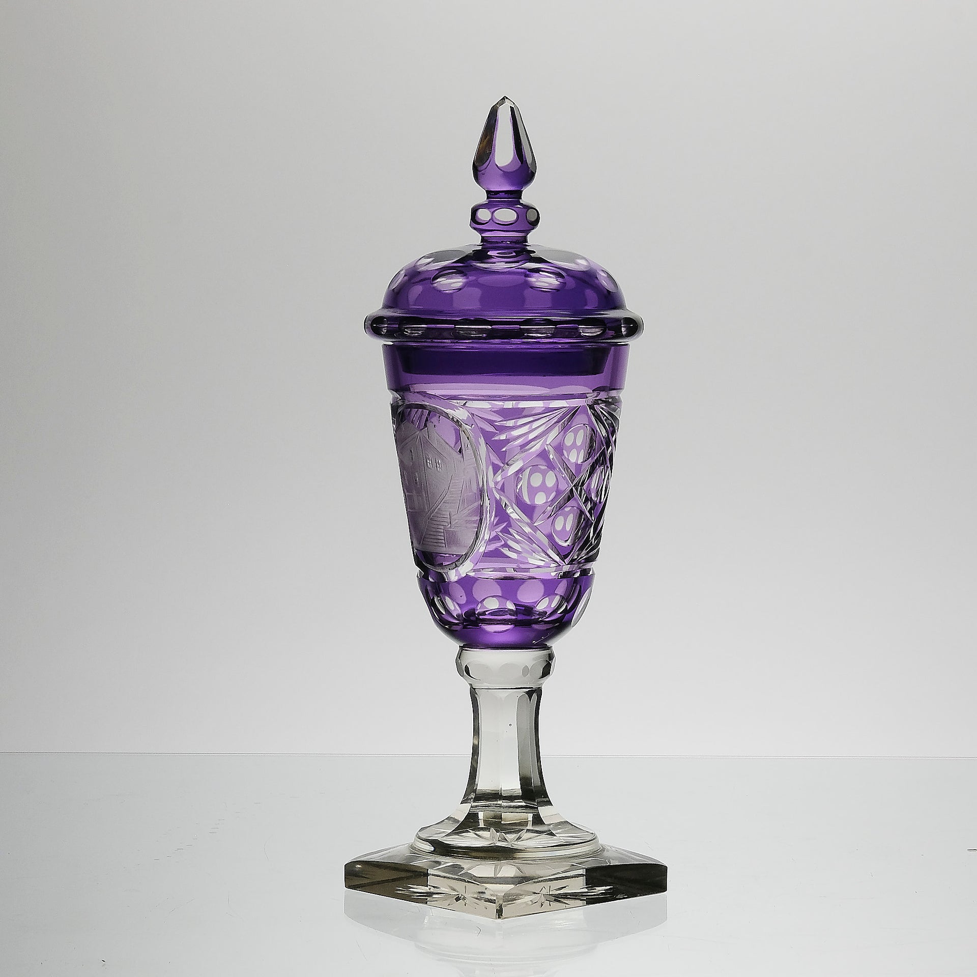 Bohemian Amethyst GLass Goblet with Lid