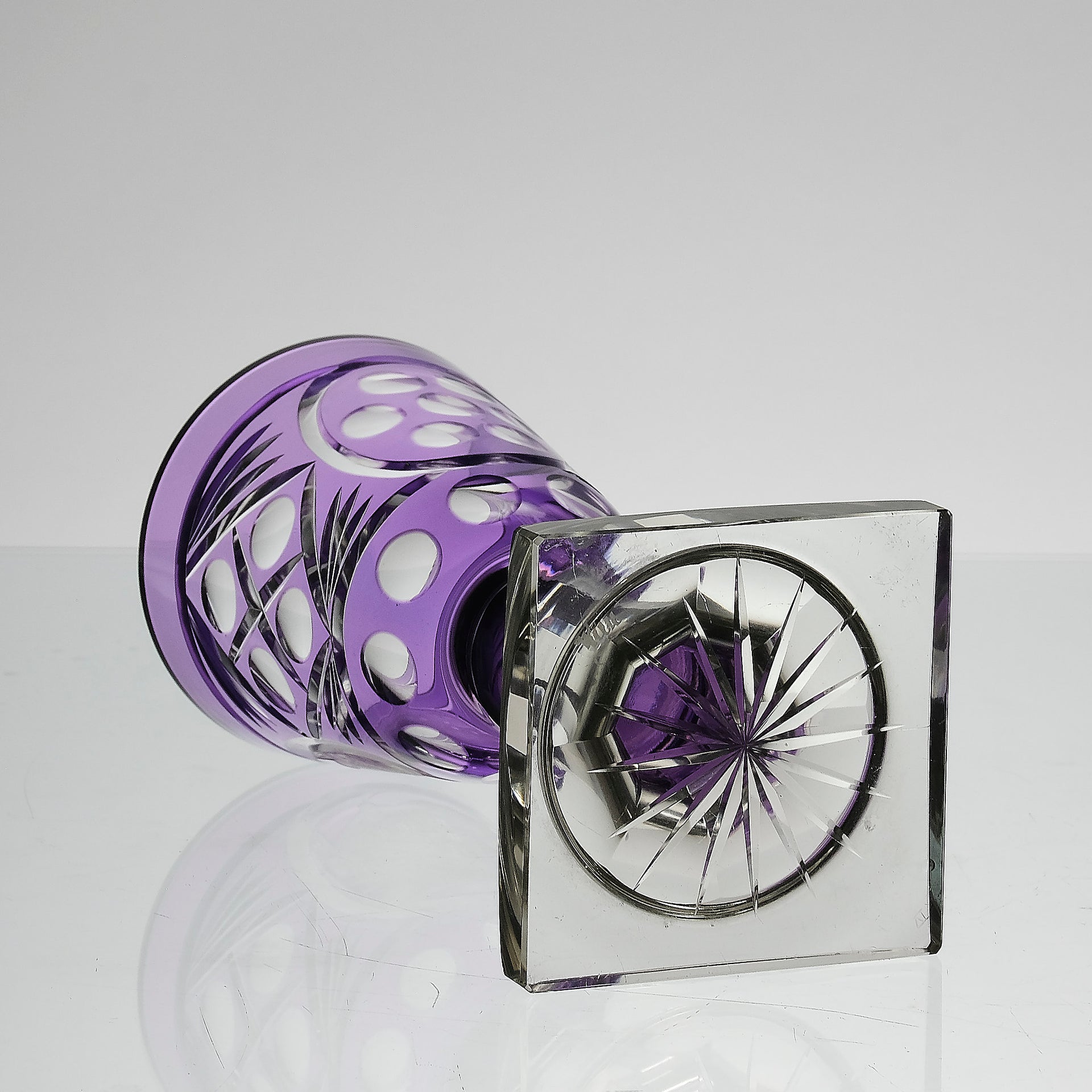 Bohemian Amethyst GLass Goblet with Lid