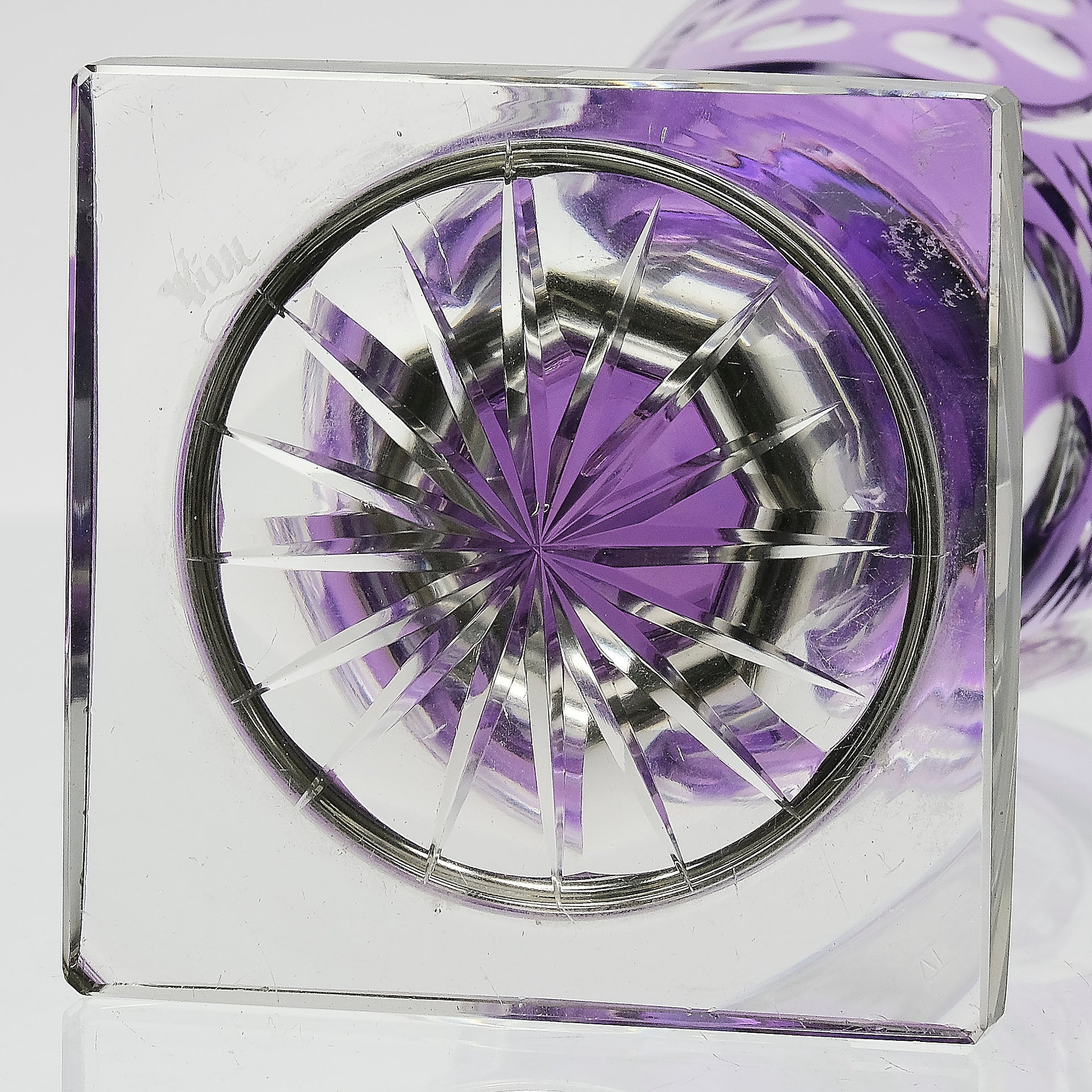 Bohemian Amethyst GLass Goblet with Lid