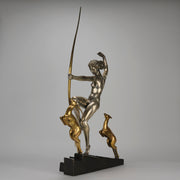 Marcel Bouraine Diana with Fawns - Art Deco Bronze - Hickmet Fine Arts