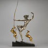 Marcel Bouraine Diana with Fawns - Art Deco Bronze - Hickmet Fine Arts