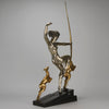 Marcel Bouraine Diana with Fawns - Art Deco Bronze - Hickmet Fine Arts