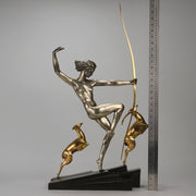 Marcel Bouraine Diana with Fawns - Art Deco Bronze - Hickmet Fine Arts