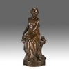 Maurice Bouval Bronze - Femma Avec Oiseaux - Hickmet Fine Arts