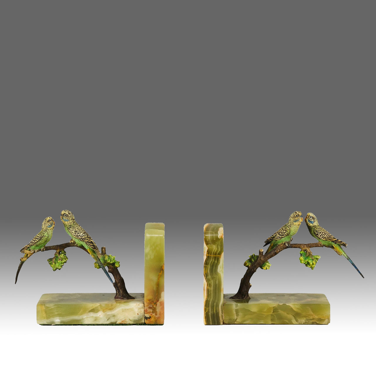 Vienna Bronze Bookends - Budgie Bookends - Hickmet Fine Arts 