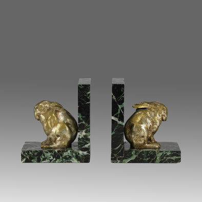 Antique Bronze Bookends - Animalier Bronze - Hickmet Fine Arts 