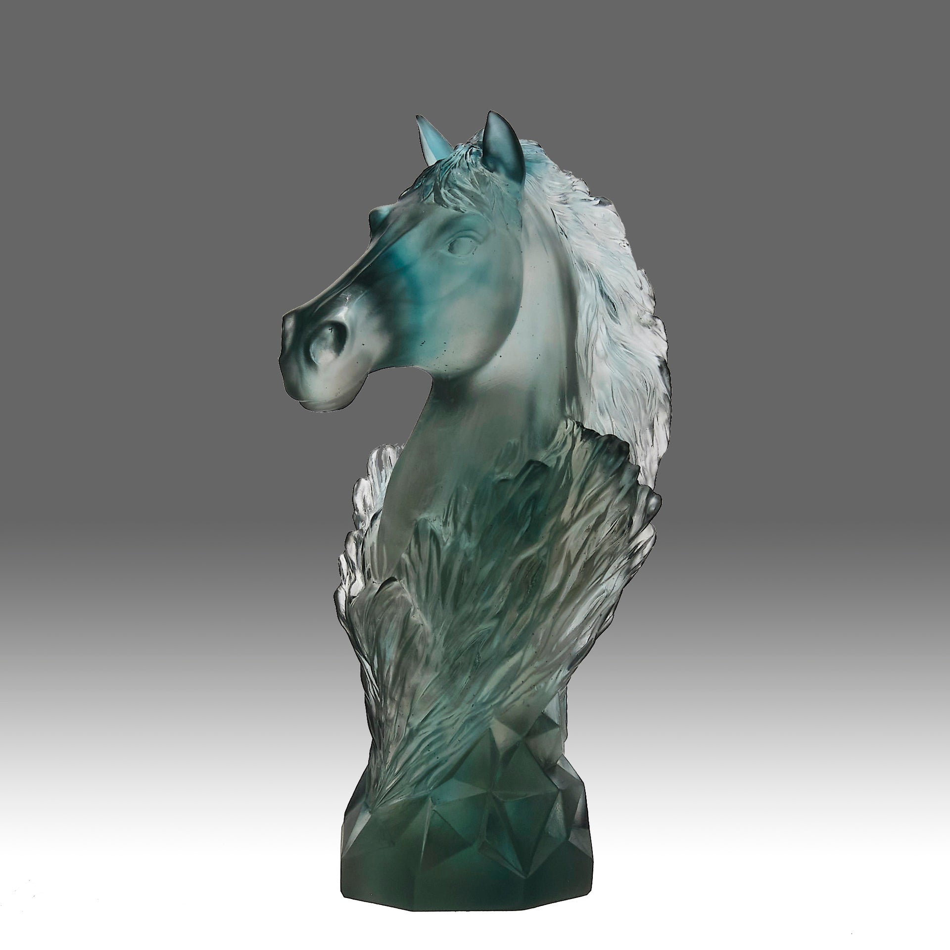 Daum Cavalcade Horse Head Chess Piece in pate de verre