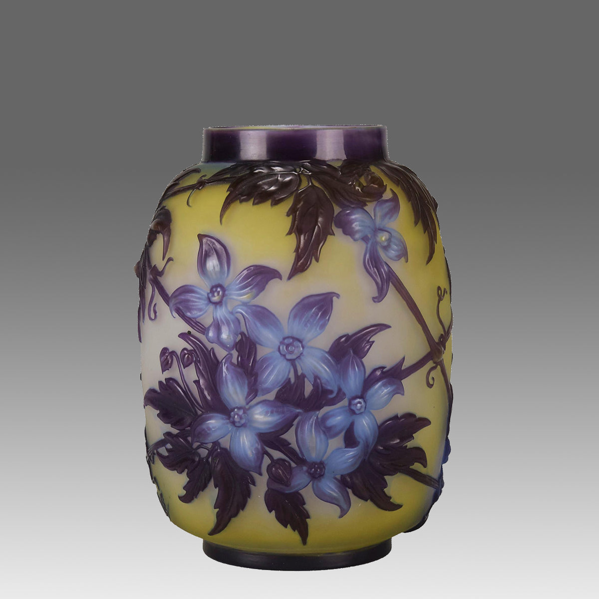 Galle Souffle Vase - Art Nouveau Clematis Vase - Hickmet Fine Arts