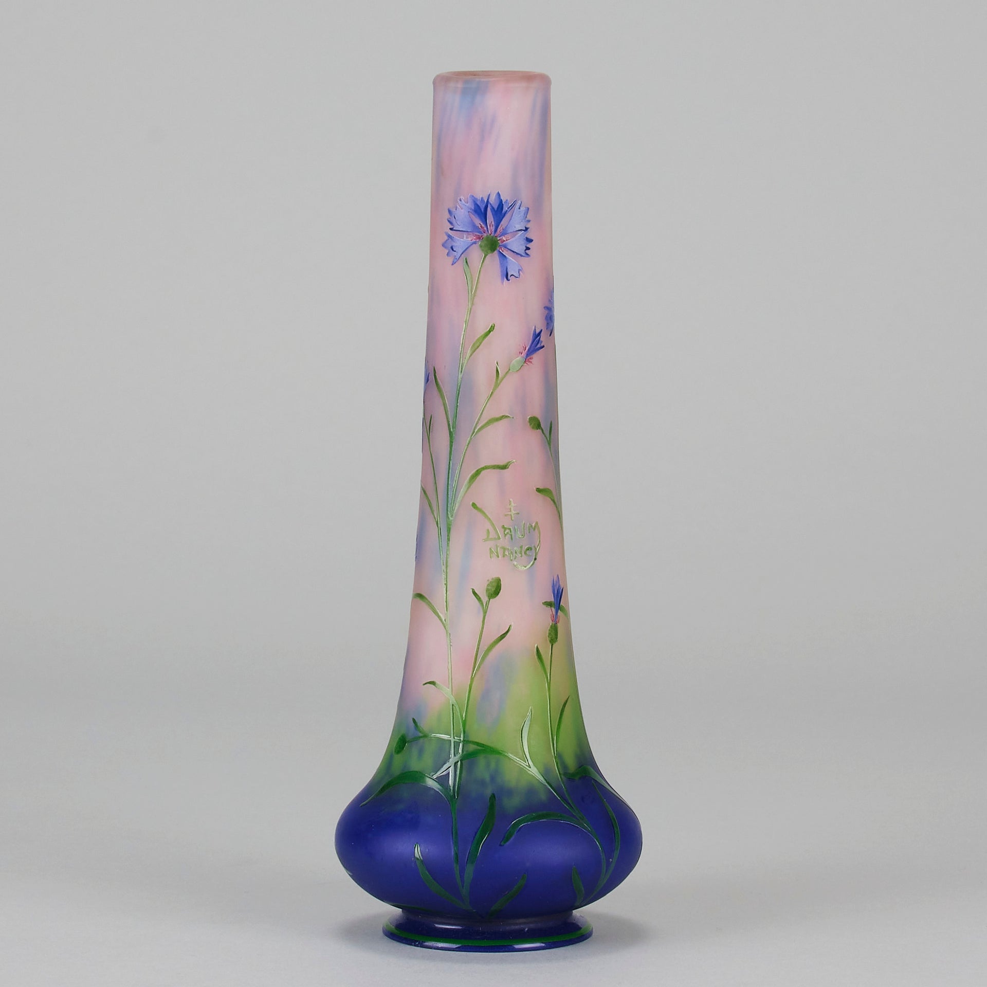 Daum Cornflower Vase - Art Nouveau Glass - Hickmet Fine Arts