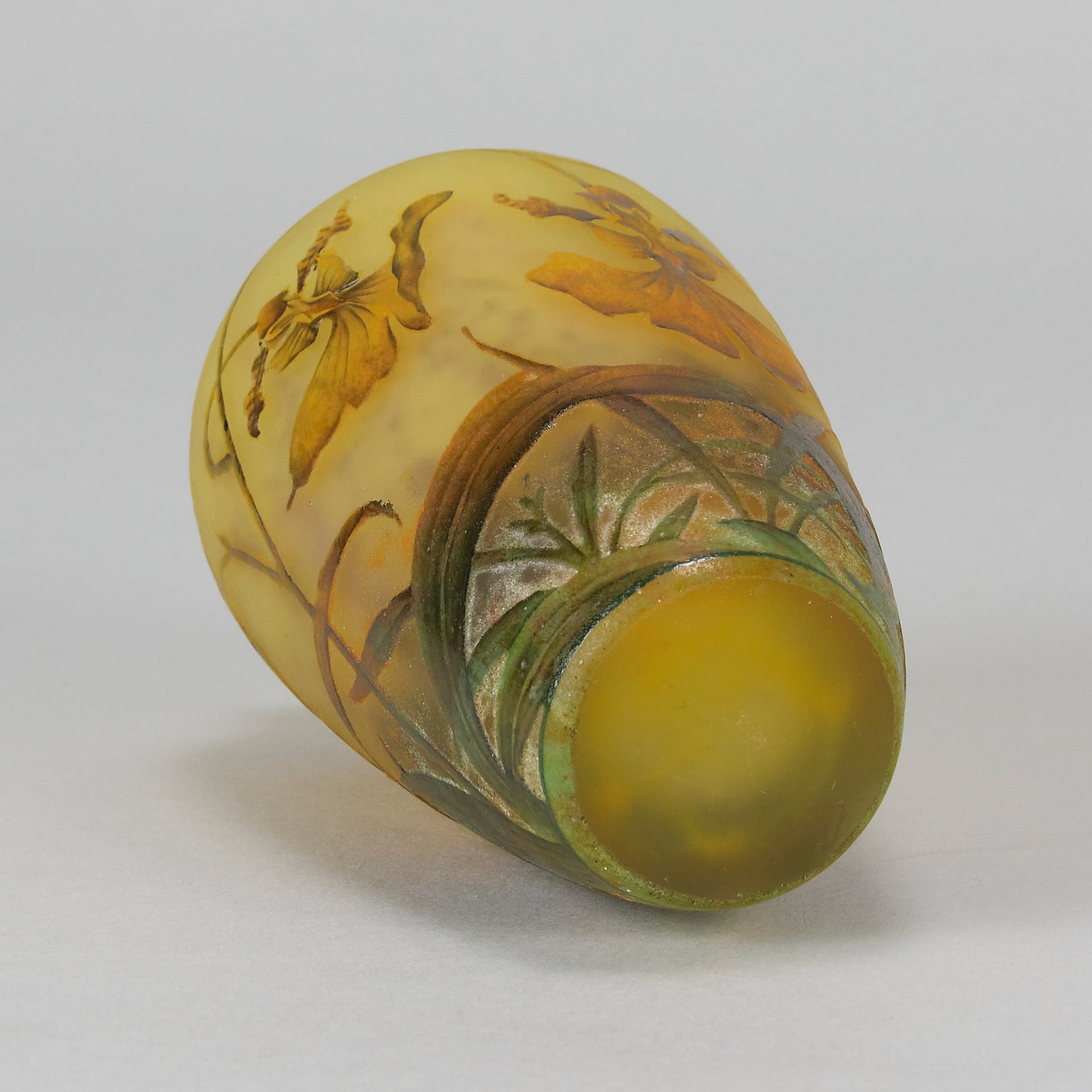 Daum Yellow Flower Vase - Art Nouveau Glass - Hickmet Fine Arts