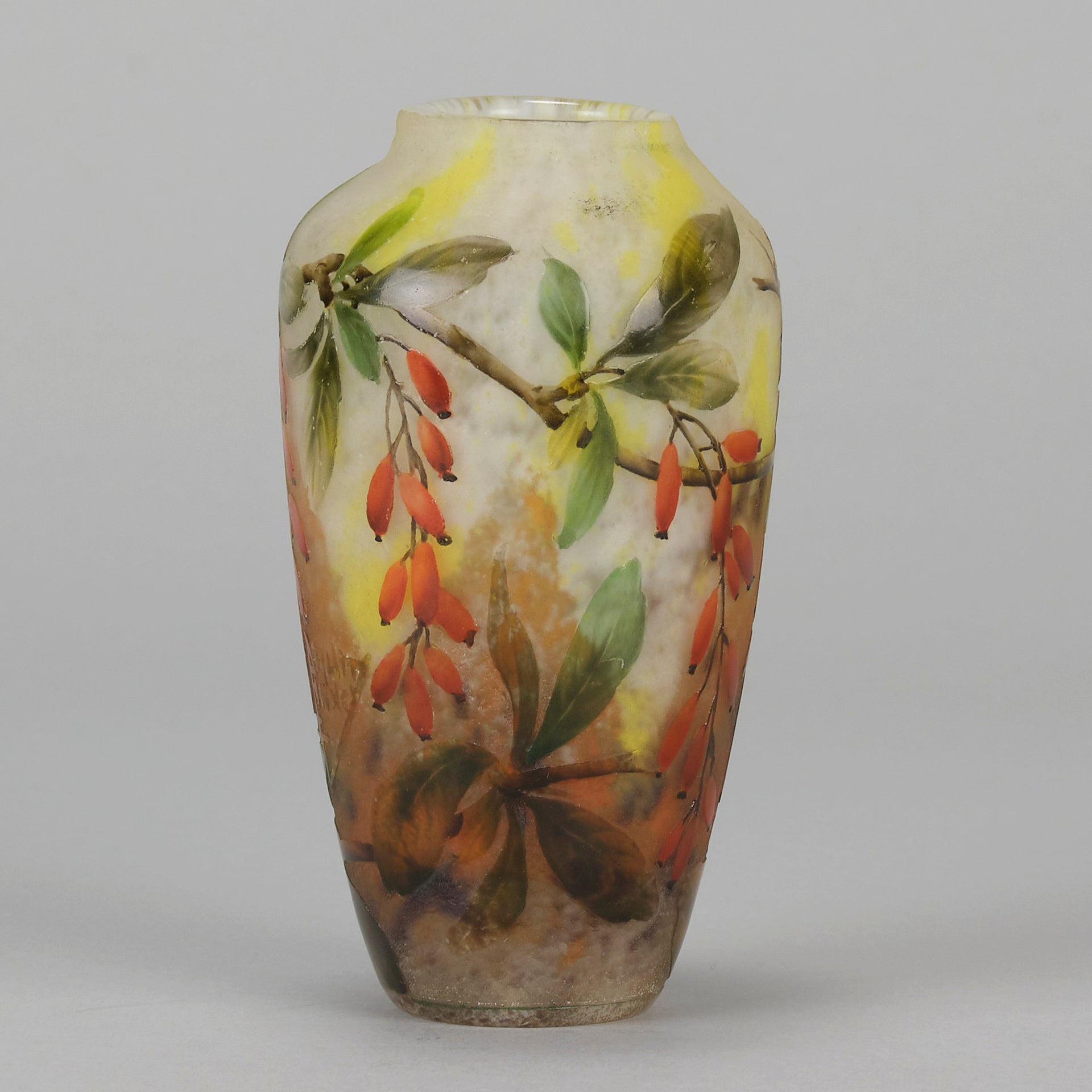 Daum Cotoneaster Vase - Art Nouveau Glass - Hickmet Fine Arts