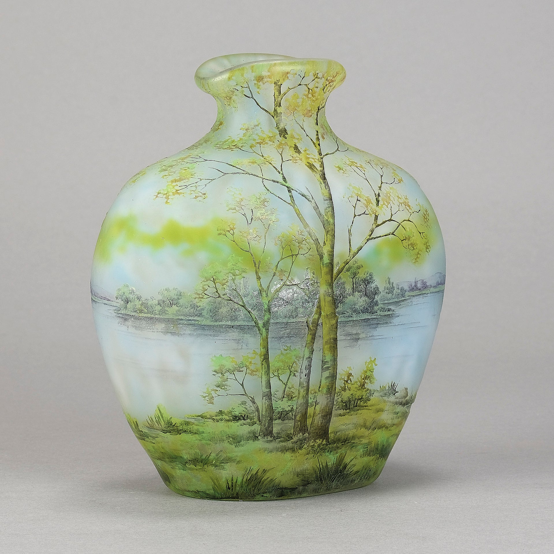 Daum Cameo Glass Summer Landscape Vase