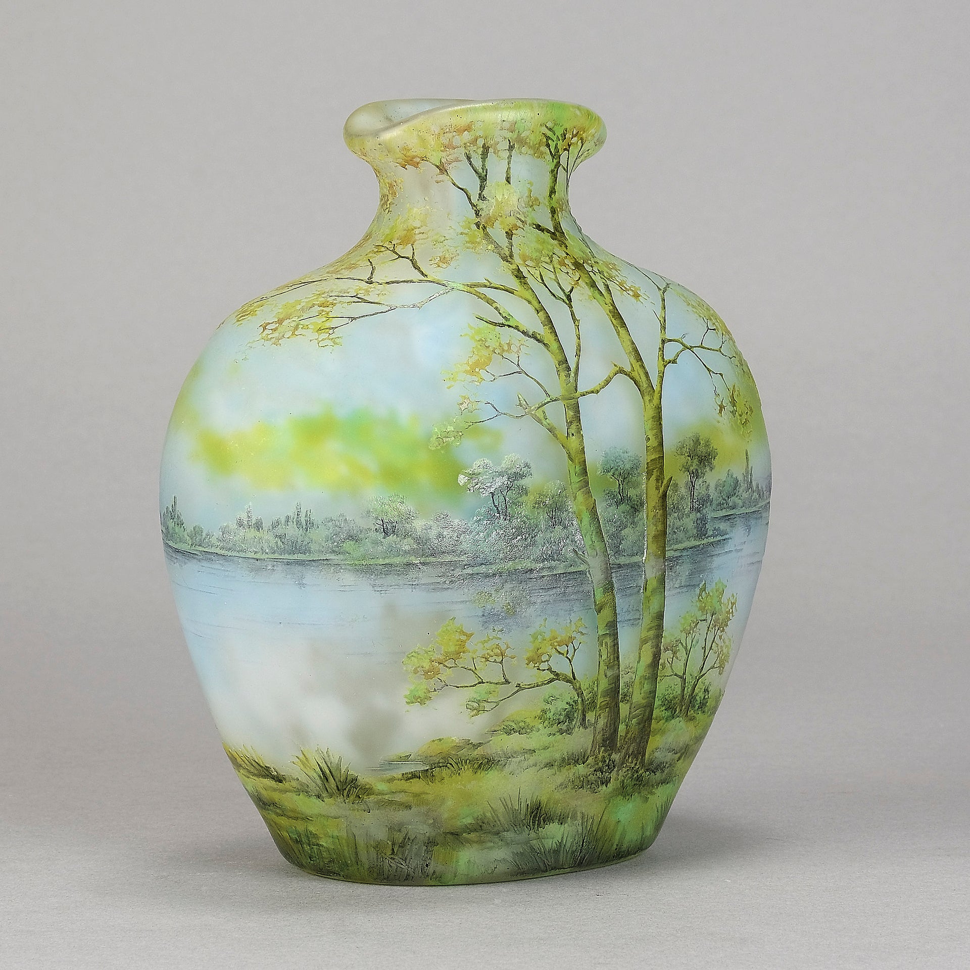 Daum Cameo Glass Summer Landscape Vase