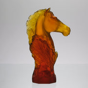 Amber pate de verre Daum Horse Chess piece