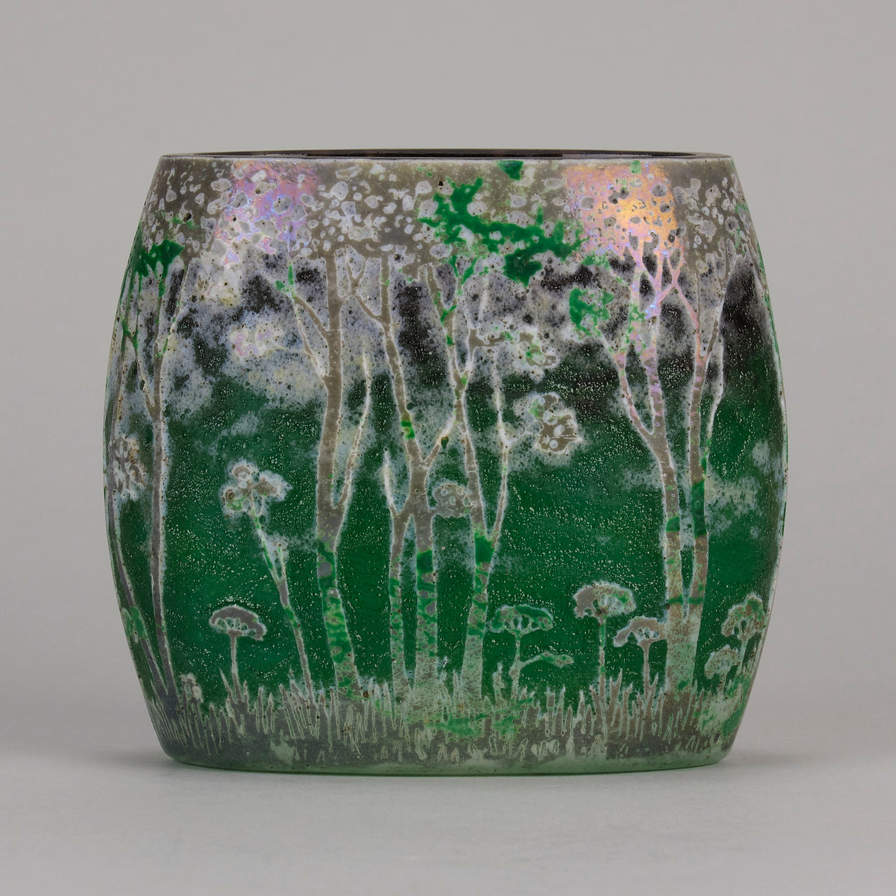 Daum Green Landscape Vase - Art Nouveau Glass - Hickmet Fine Arts