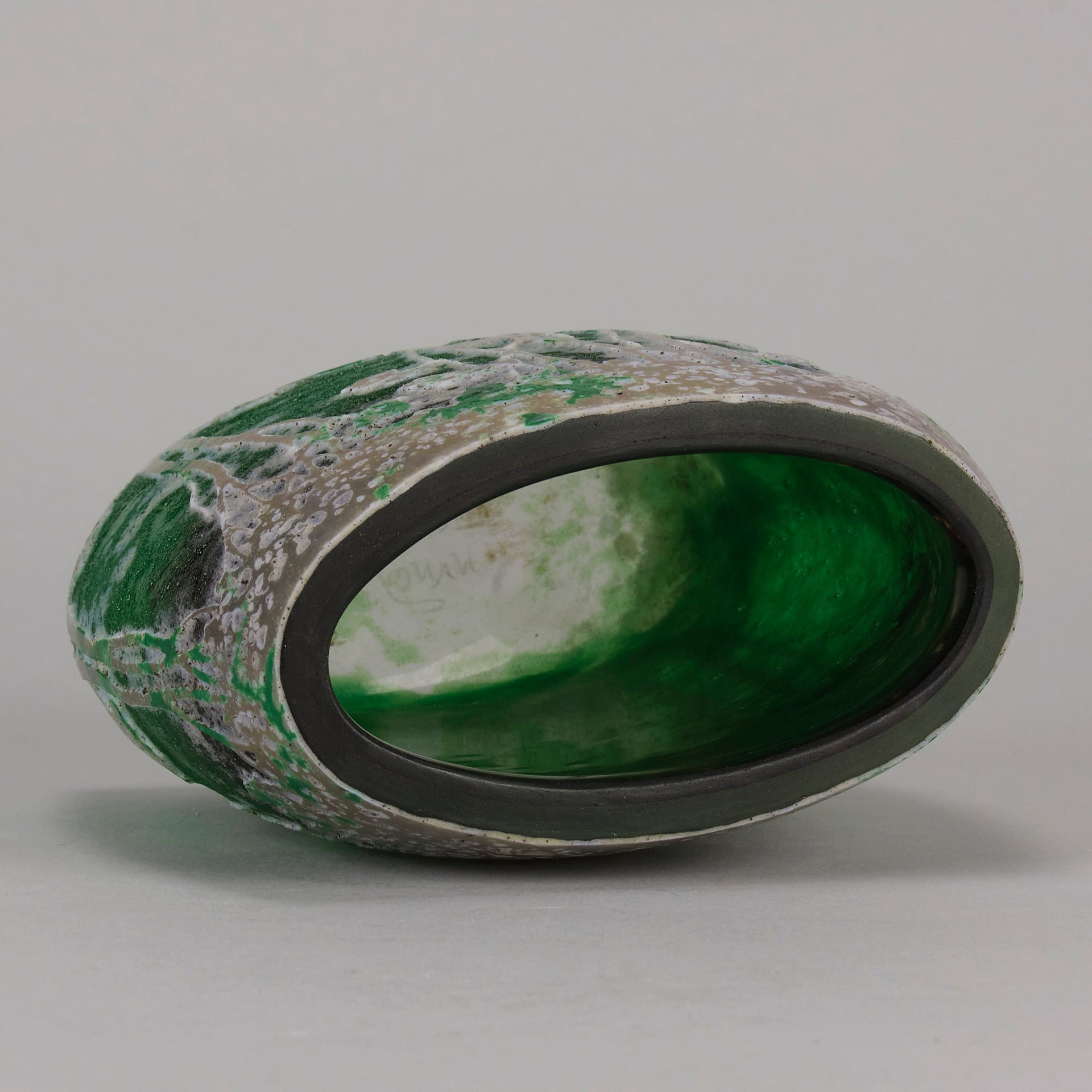 Daum Green Landscape Vase - Art Nouveau Glass - Hickmet Fine Arts