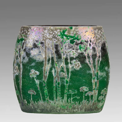 "Green Landscape" Pillow Vase by Daum Freres