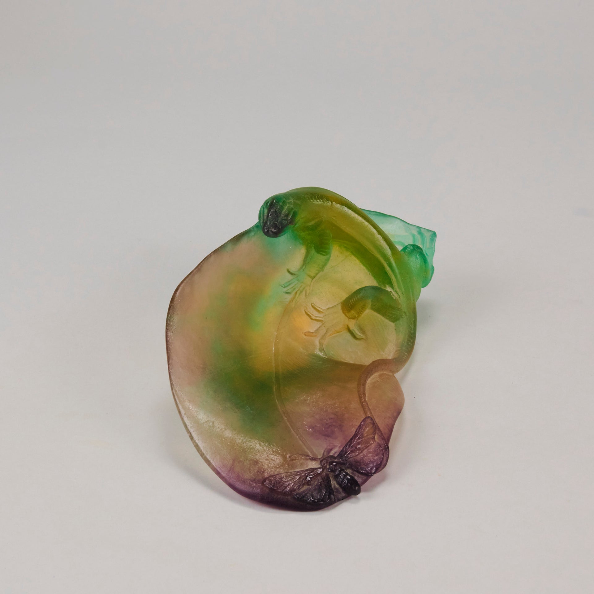 Daum Pate de verre Lizard and Butterfly Vide Poche