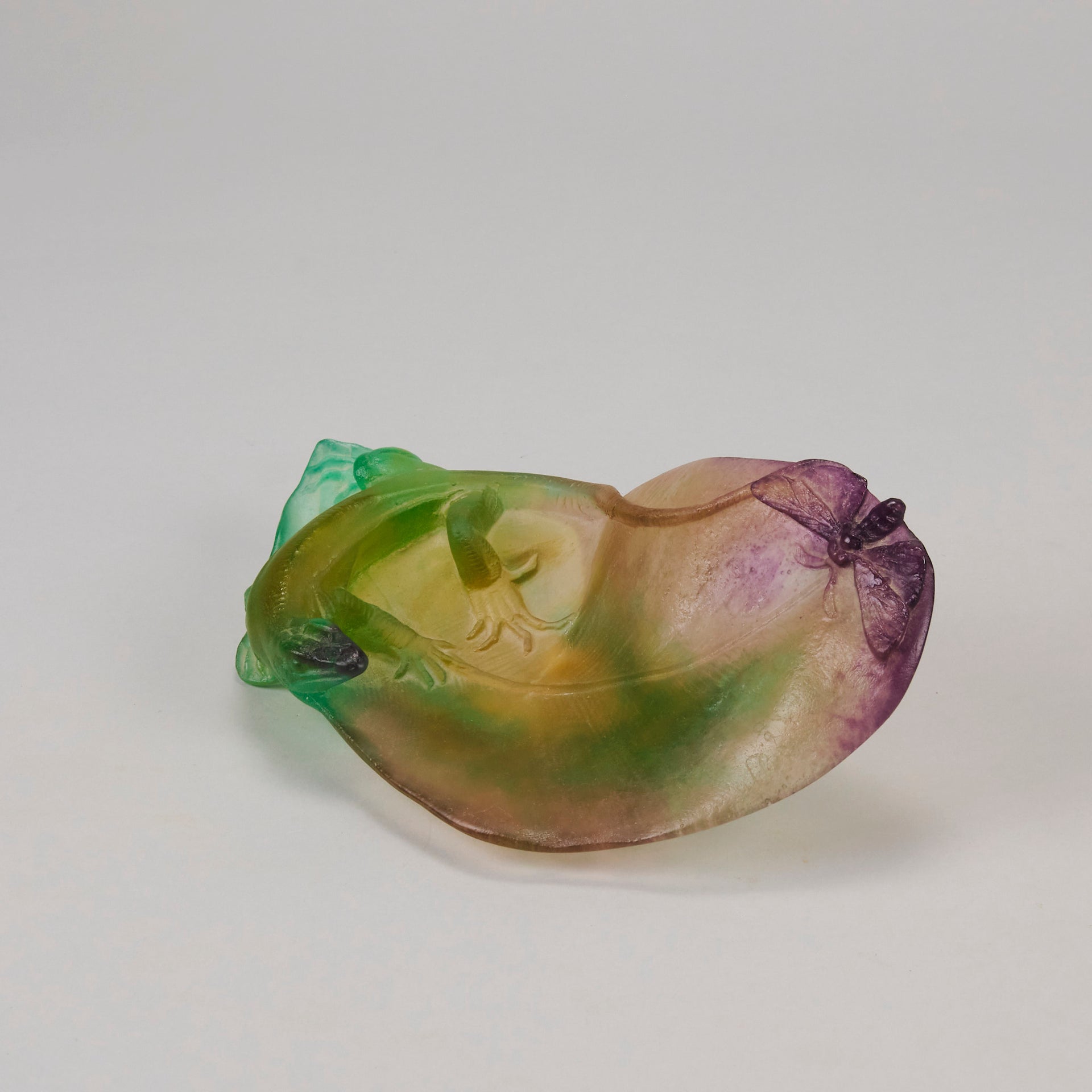 Daum Pate de verre Lizard and Butterfly Vide Poche