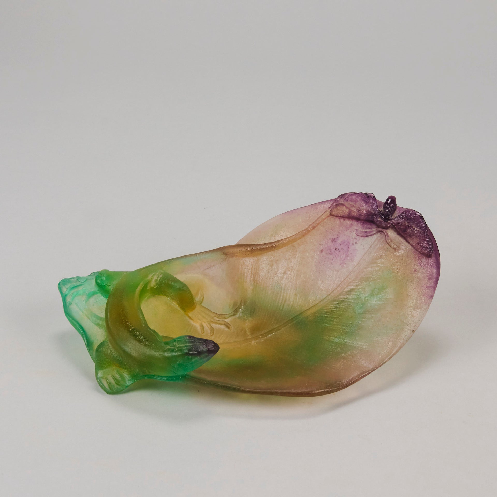 Daum Pate de verre Lizard and Butterfly Vide Poche