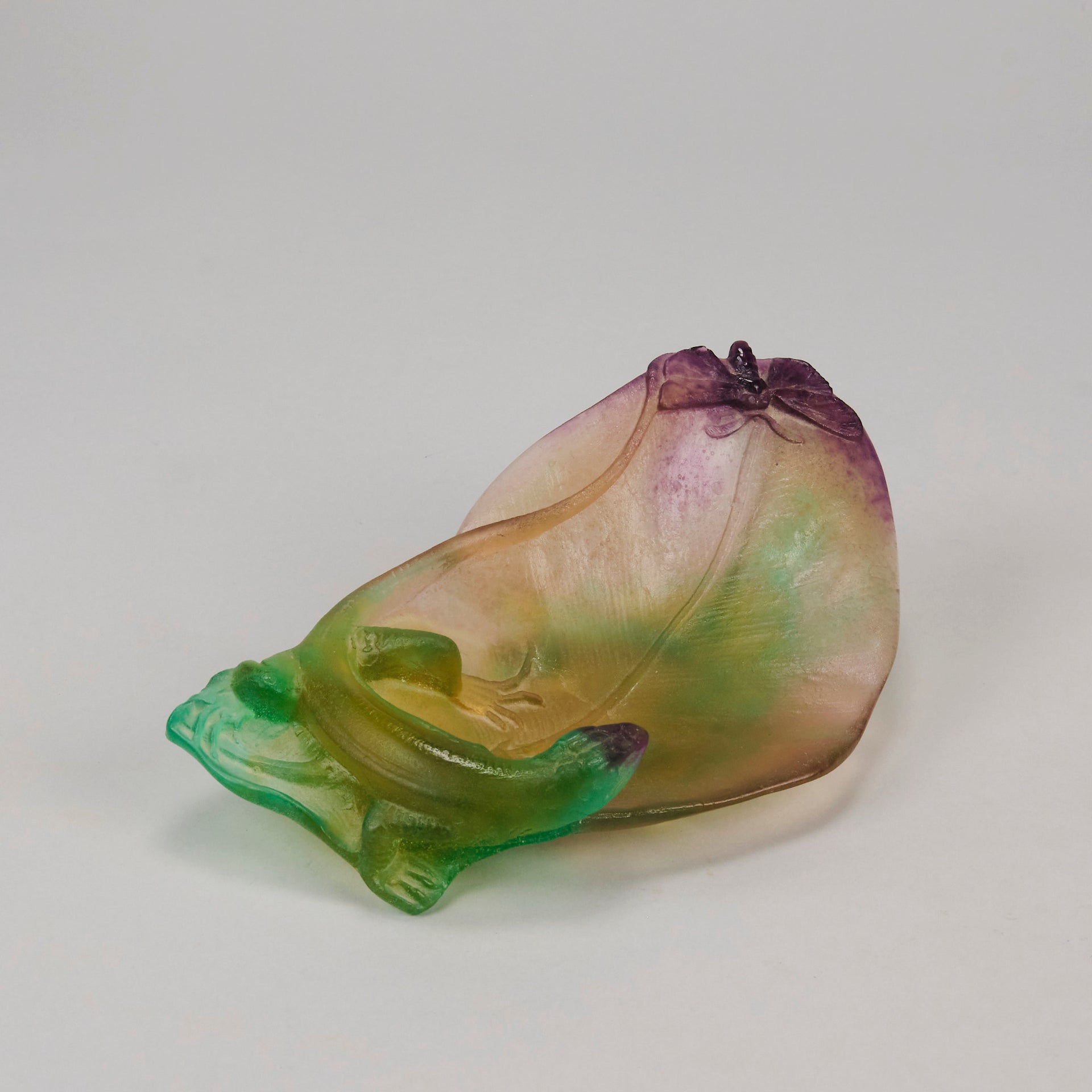 Daum Pate de verre Lizard and Butterfly Vide Poche