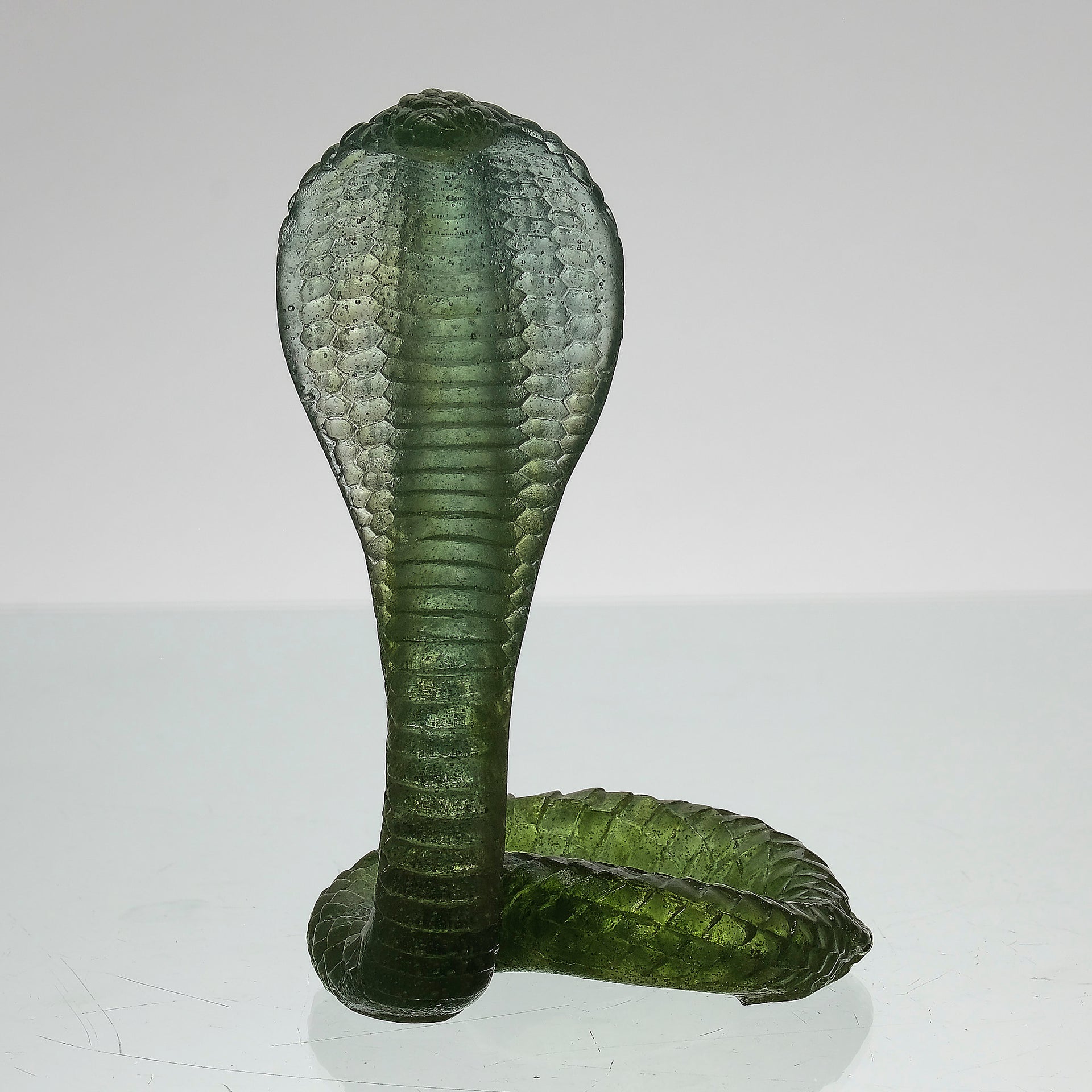 Daum Pate de verre glass rearing cobra snake