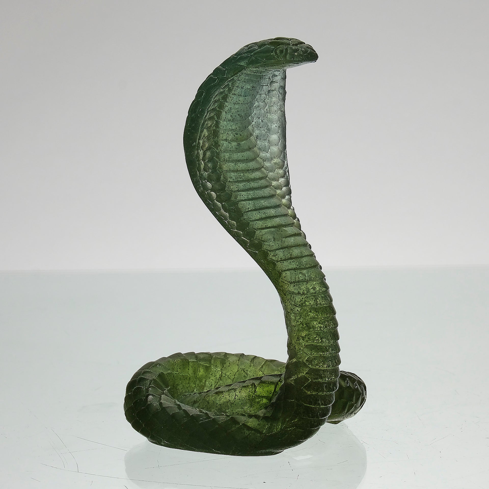 Daum Pate de verre glass rearing cobra snake