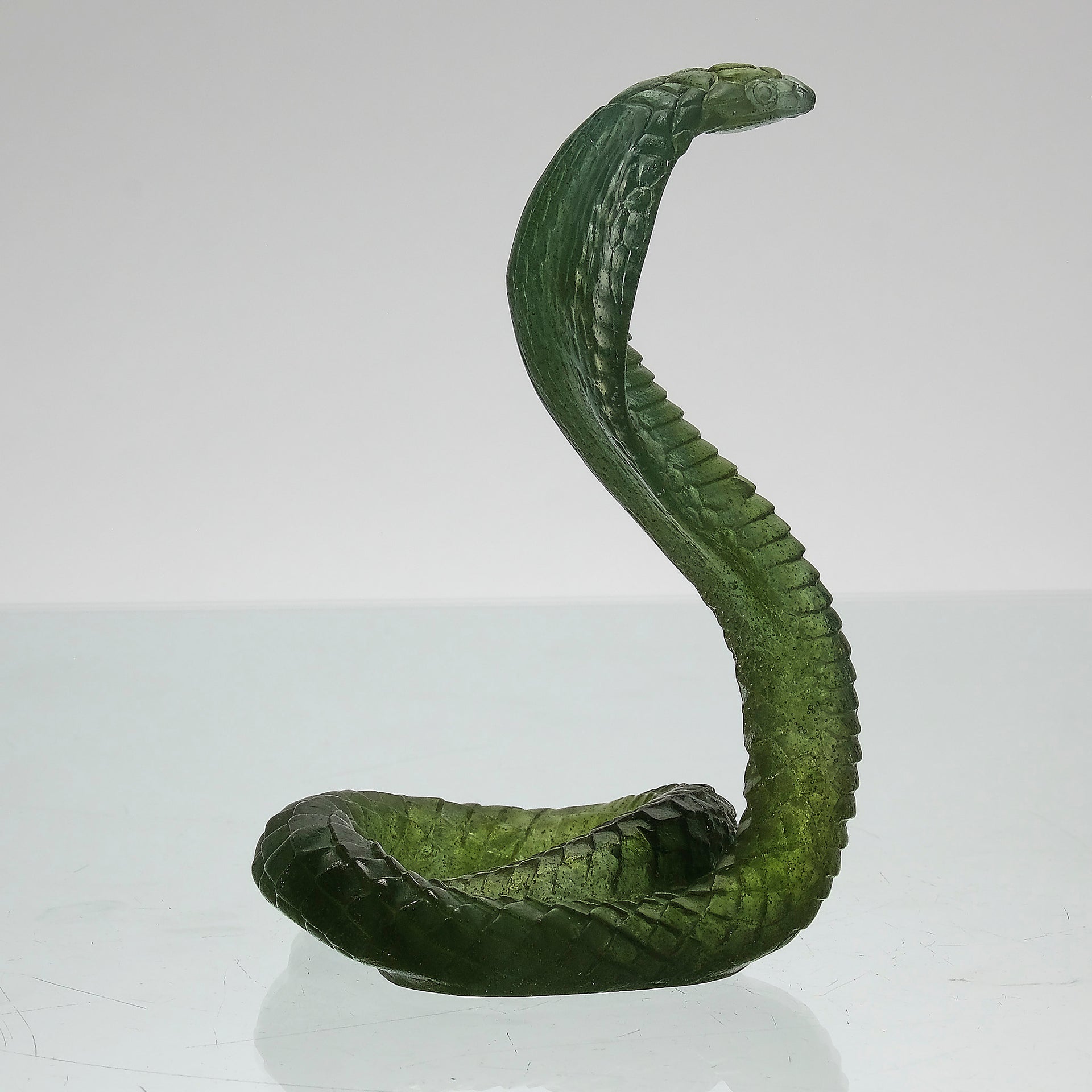 Daum Pate de verre glass rearing cobra snake