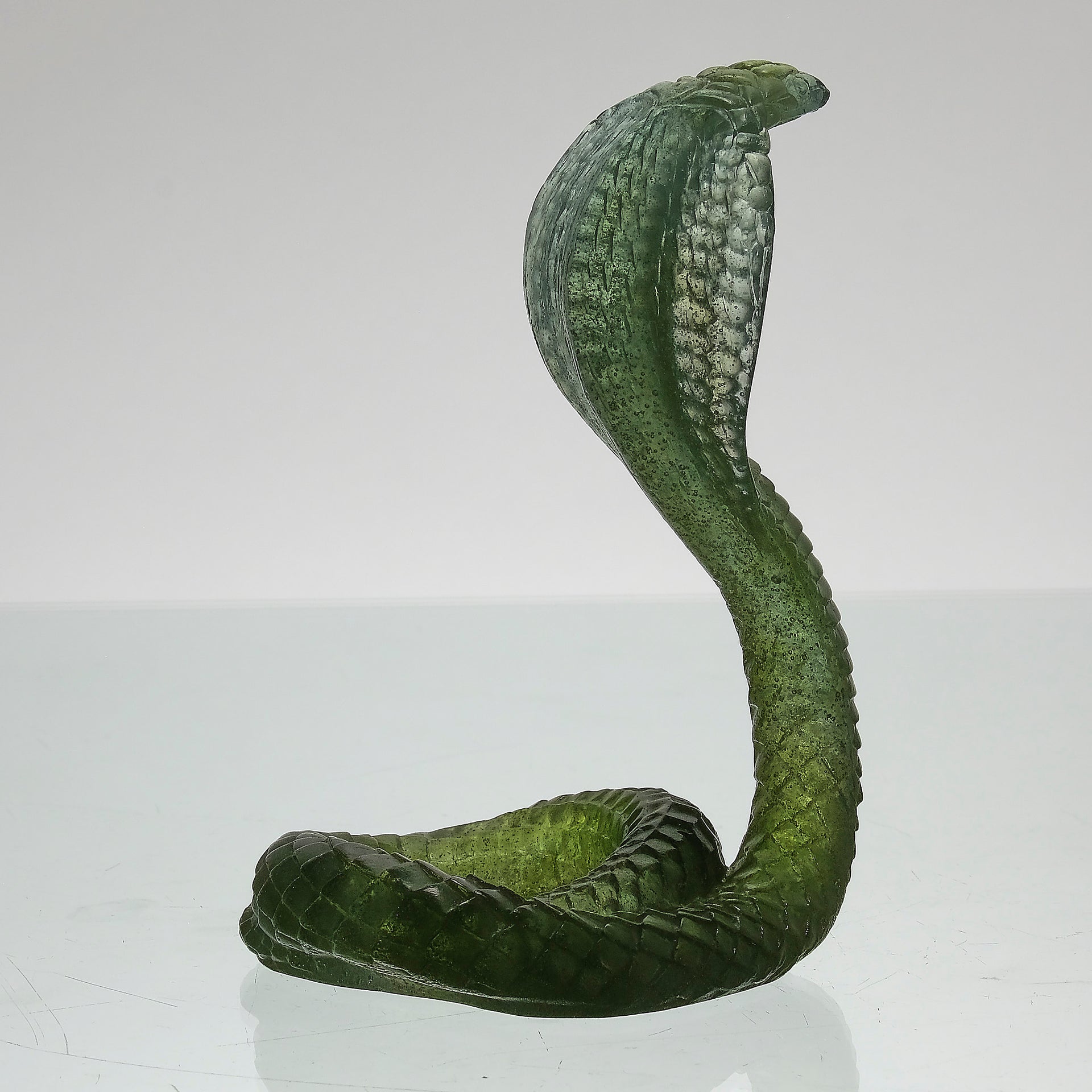 Daum Pate de verre glass rearing cobra snake