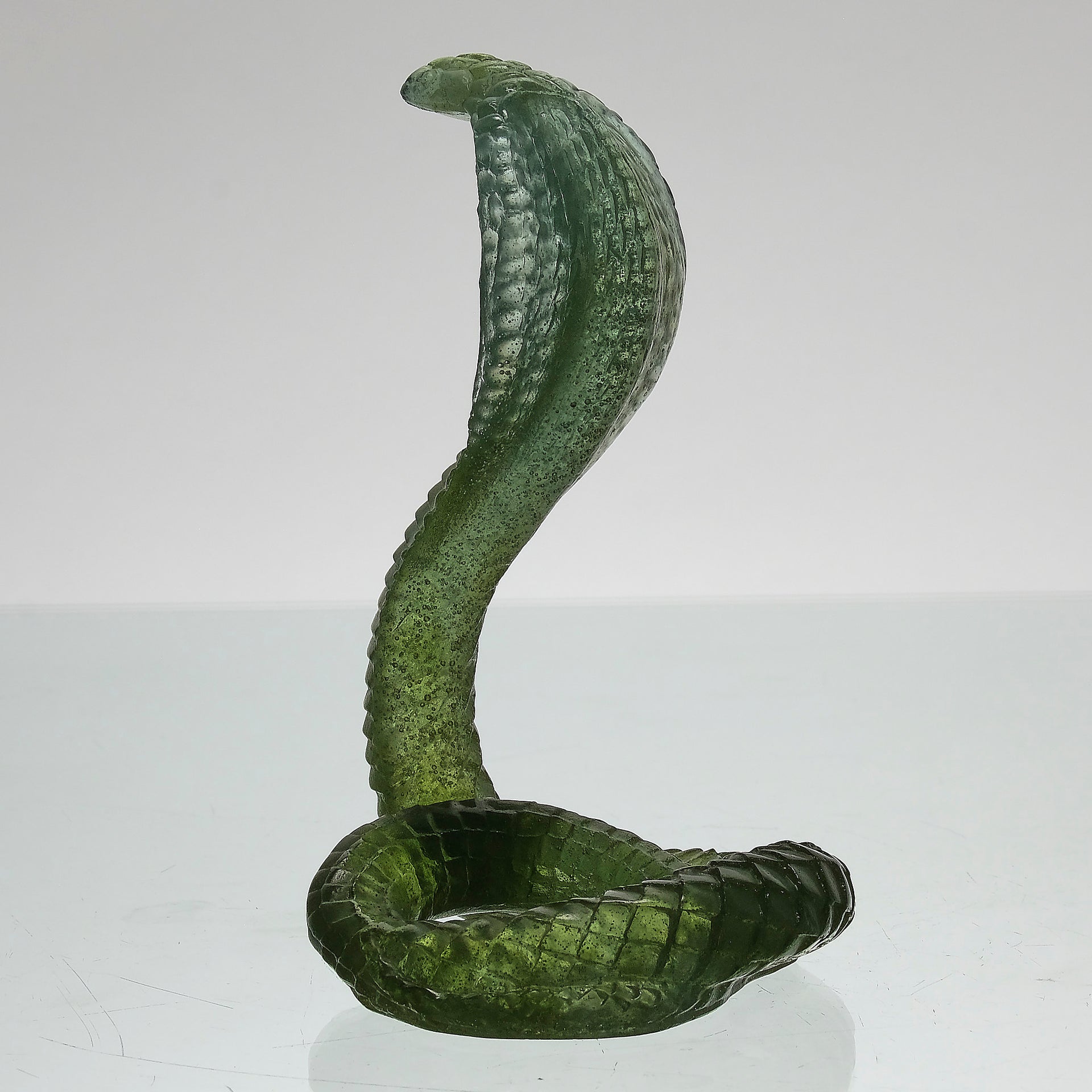Daum Pate de verre glass rearing cobra snake