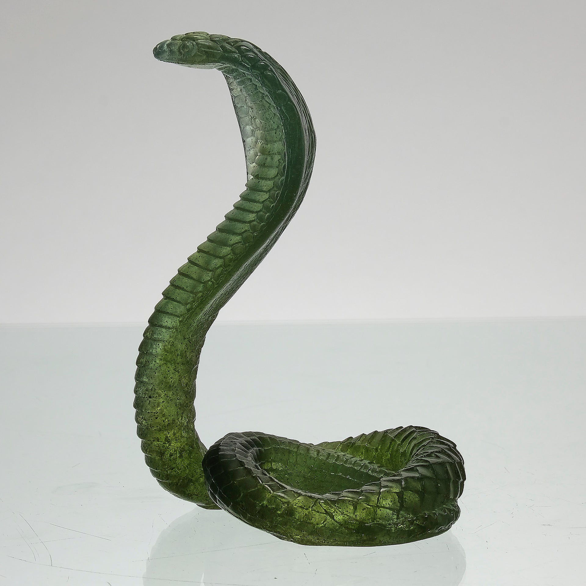 Daum Pate de verre glass rearing cobra snake