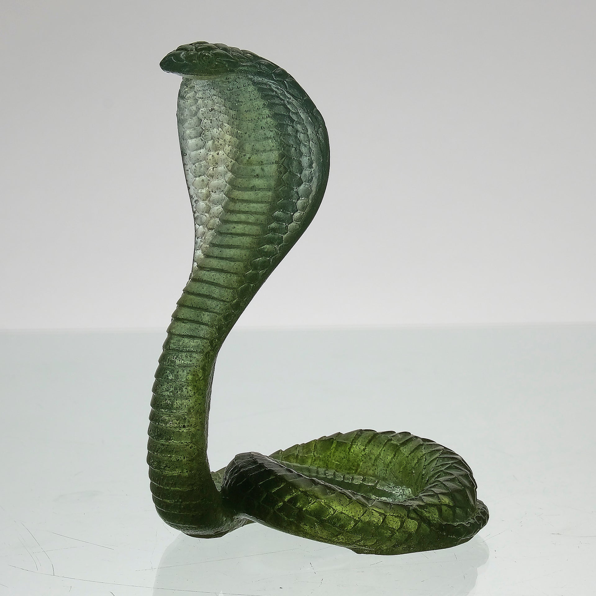 Daum Pate de verre glass rearing cobra snake