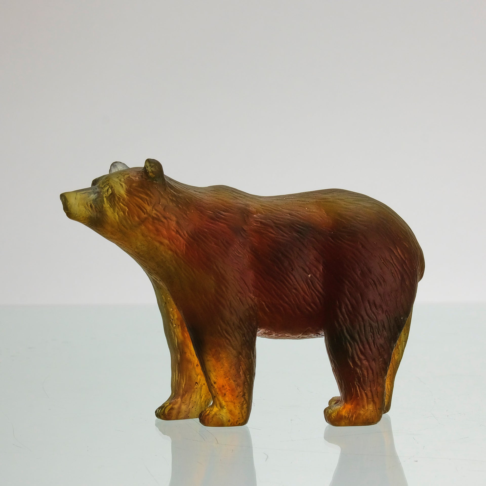 Amber pate de verre Bear by Daum