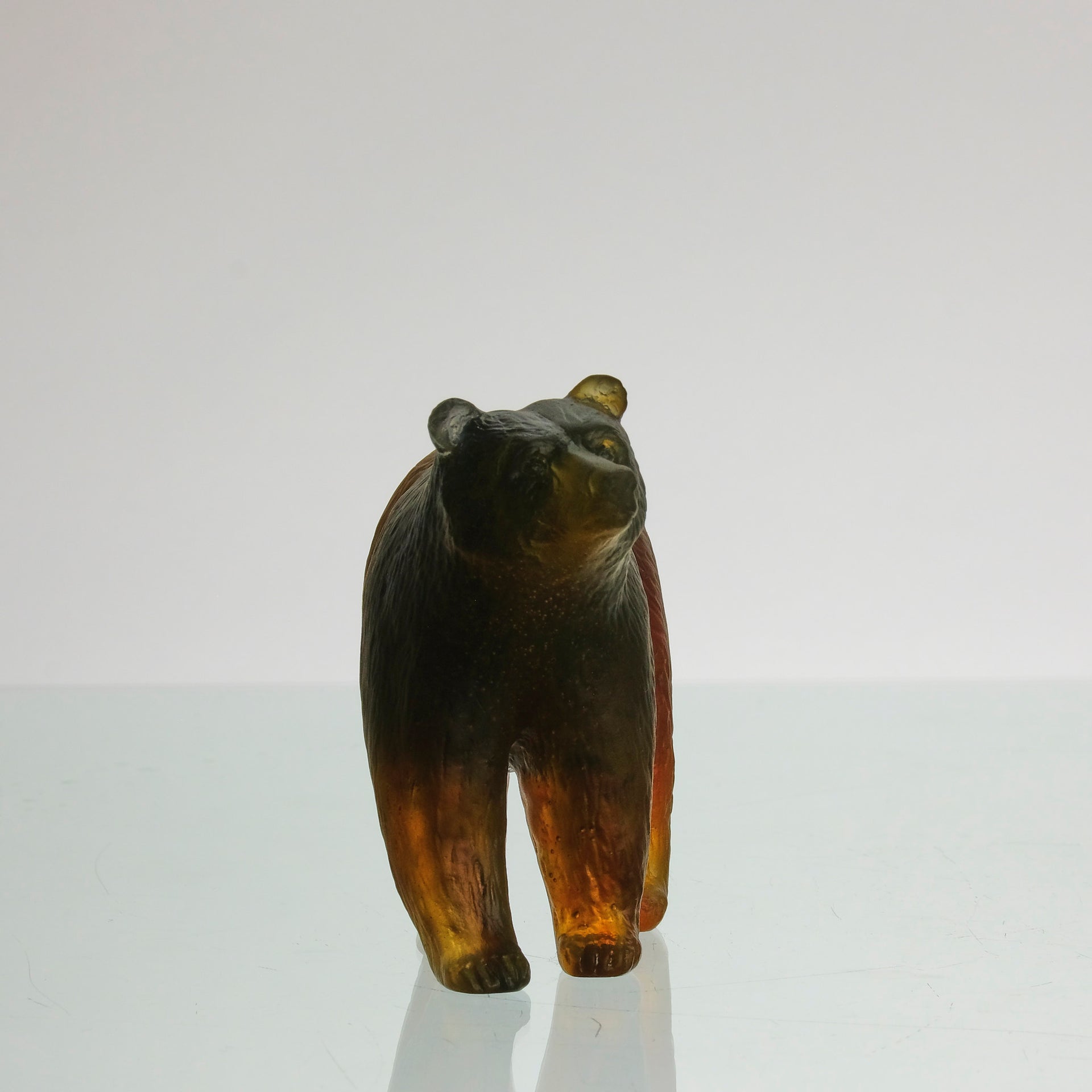 Amber pate de verre Bear by Daum