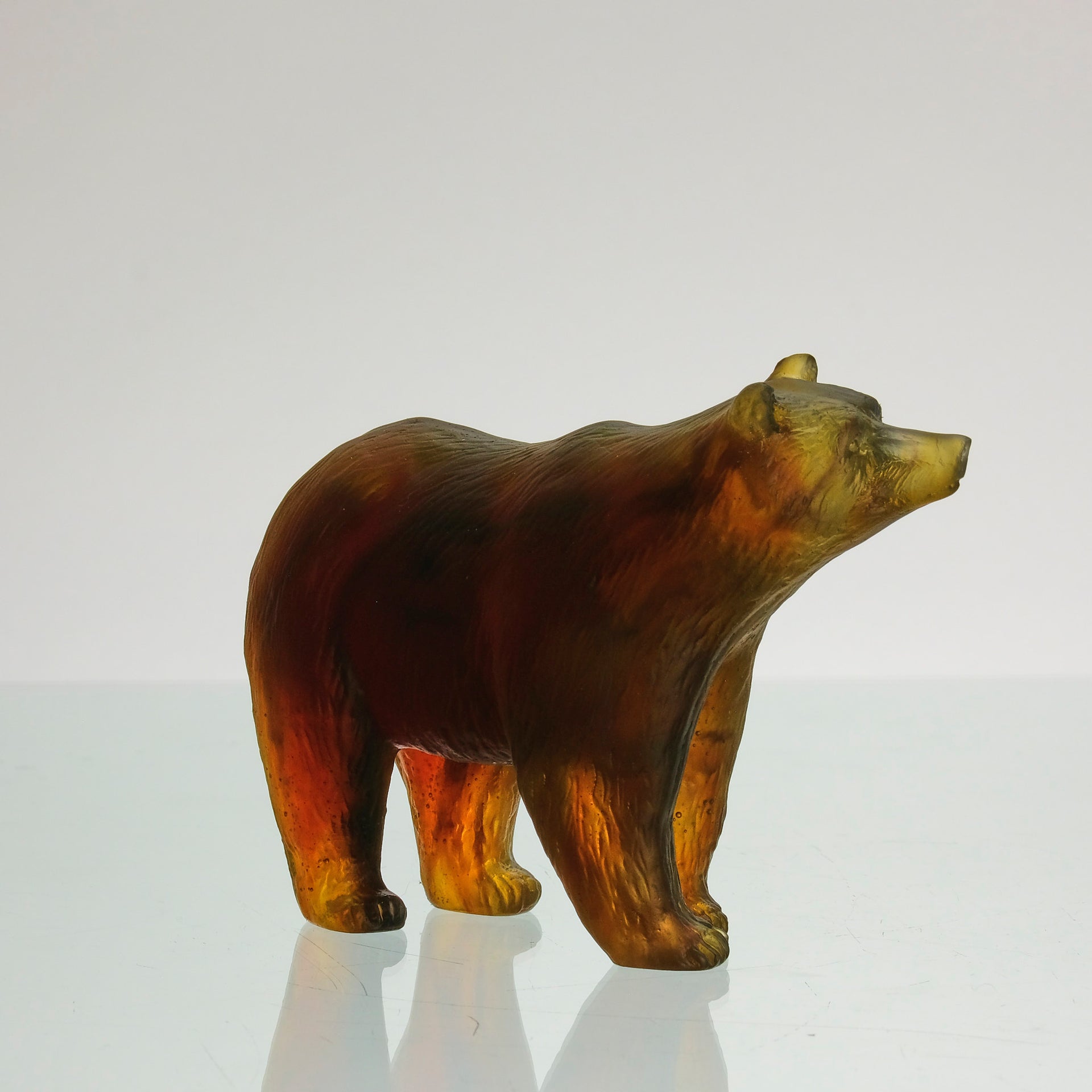 Amber pate de verre Bear by Daum