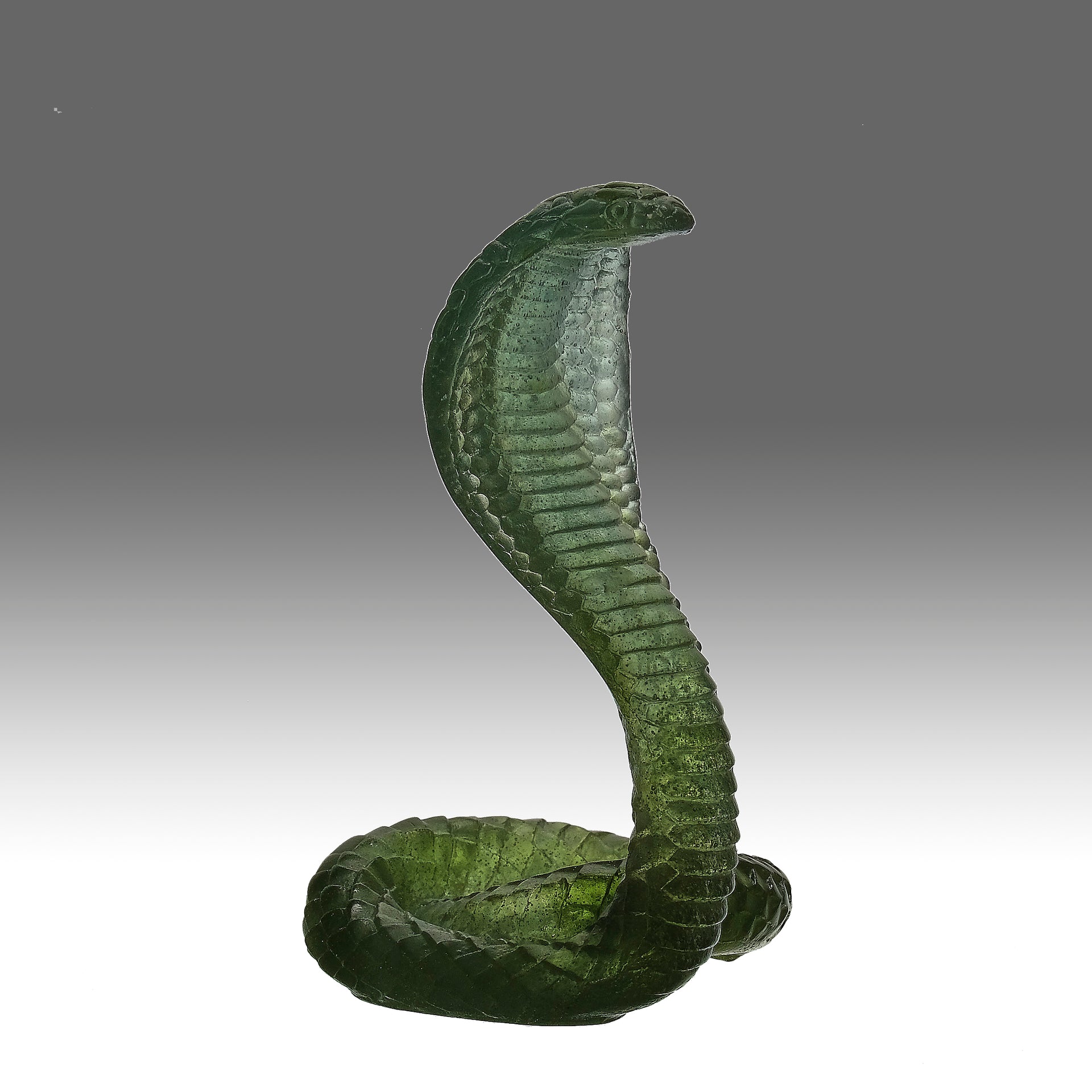 Daum Pate de verre glass rearing cobra snake