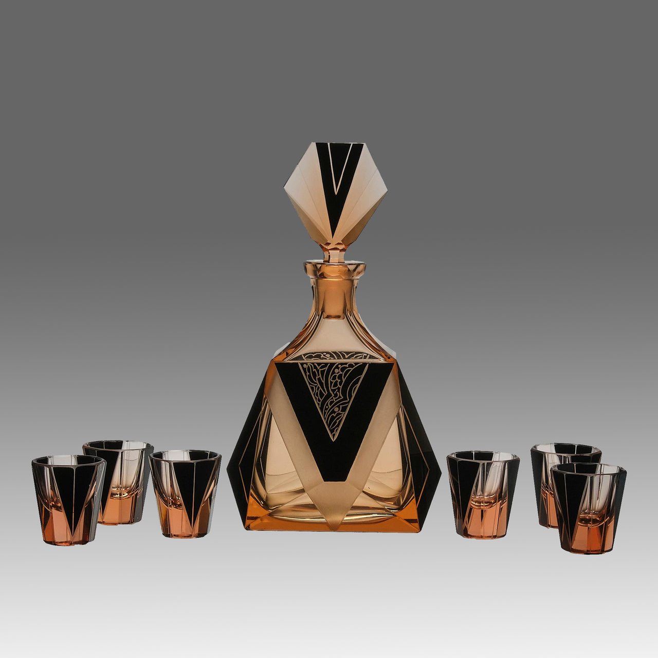 Czech Glass 'Art Deco Decanter Set' - Hickmet Fine Arts