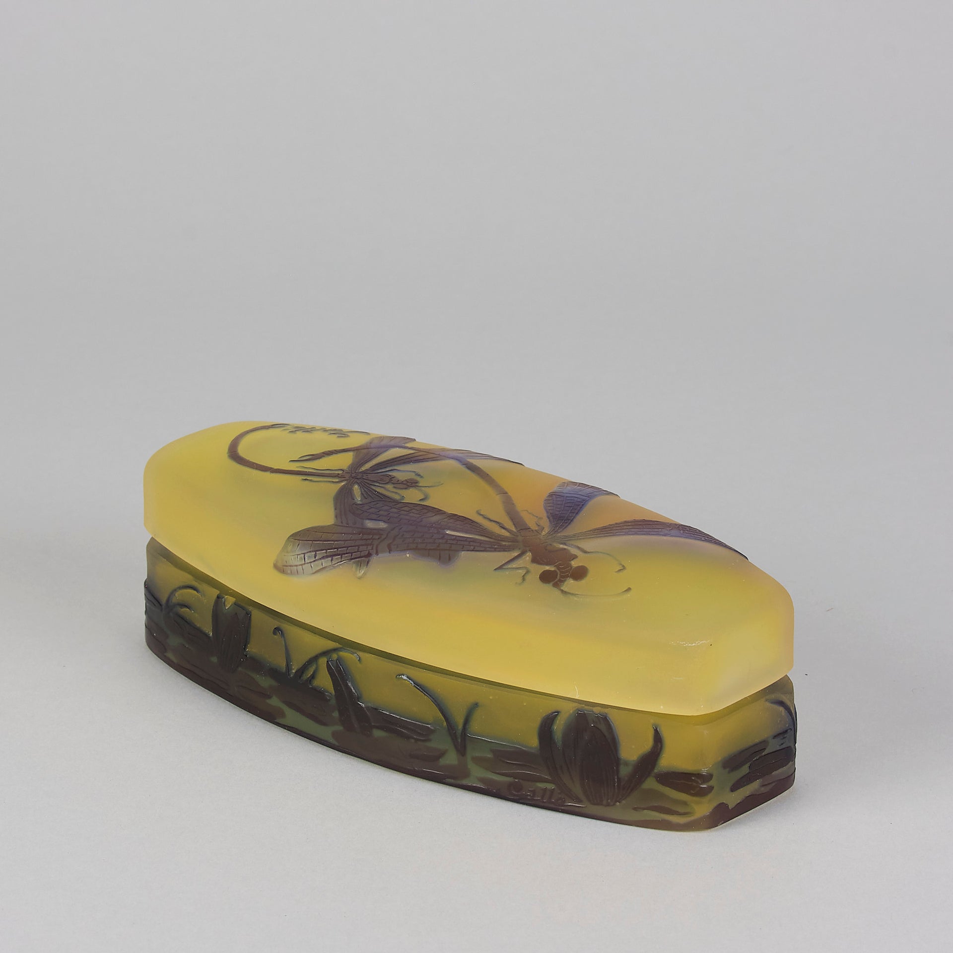 Emile Galle Lidded box - Art Nouveau Glass - Hickmet Fine Arts