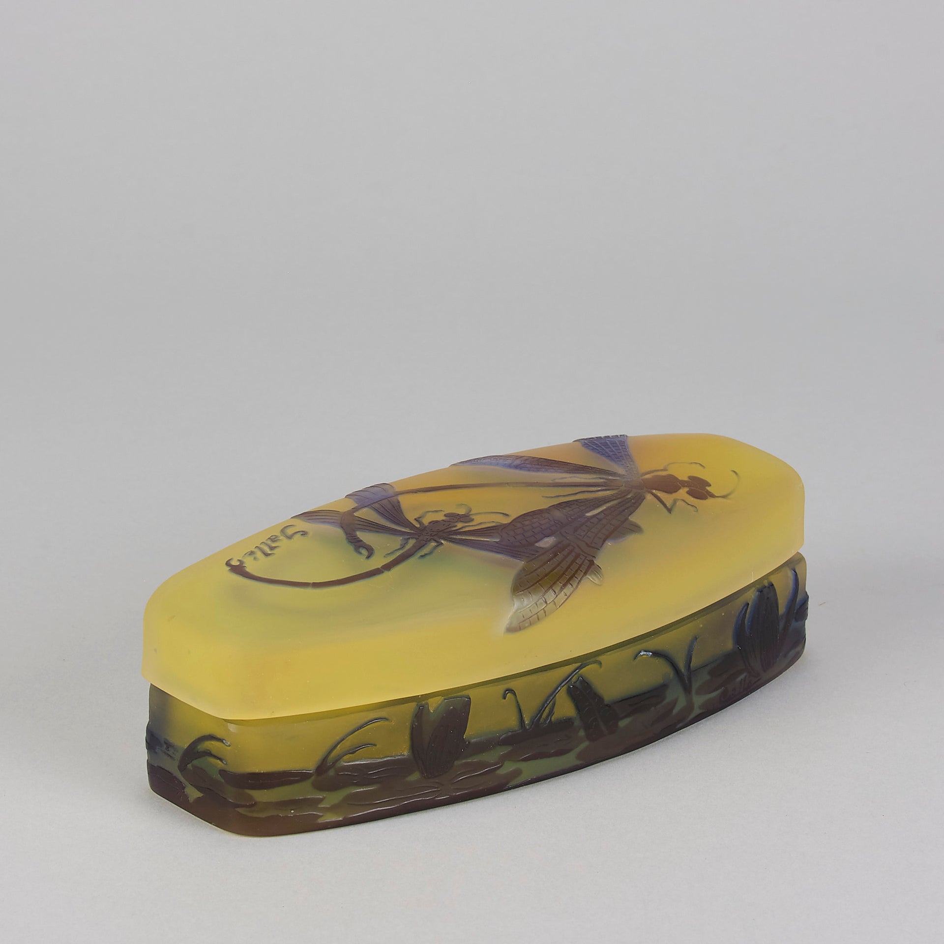 Emile Galle Lidded box - Art Nouveau Glass - Hickmet Fine Arts