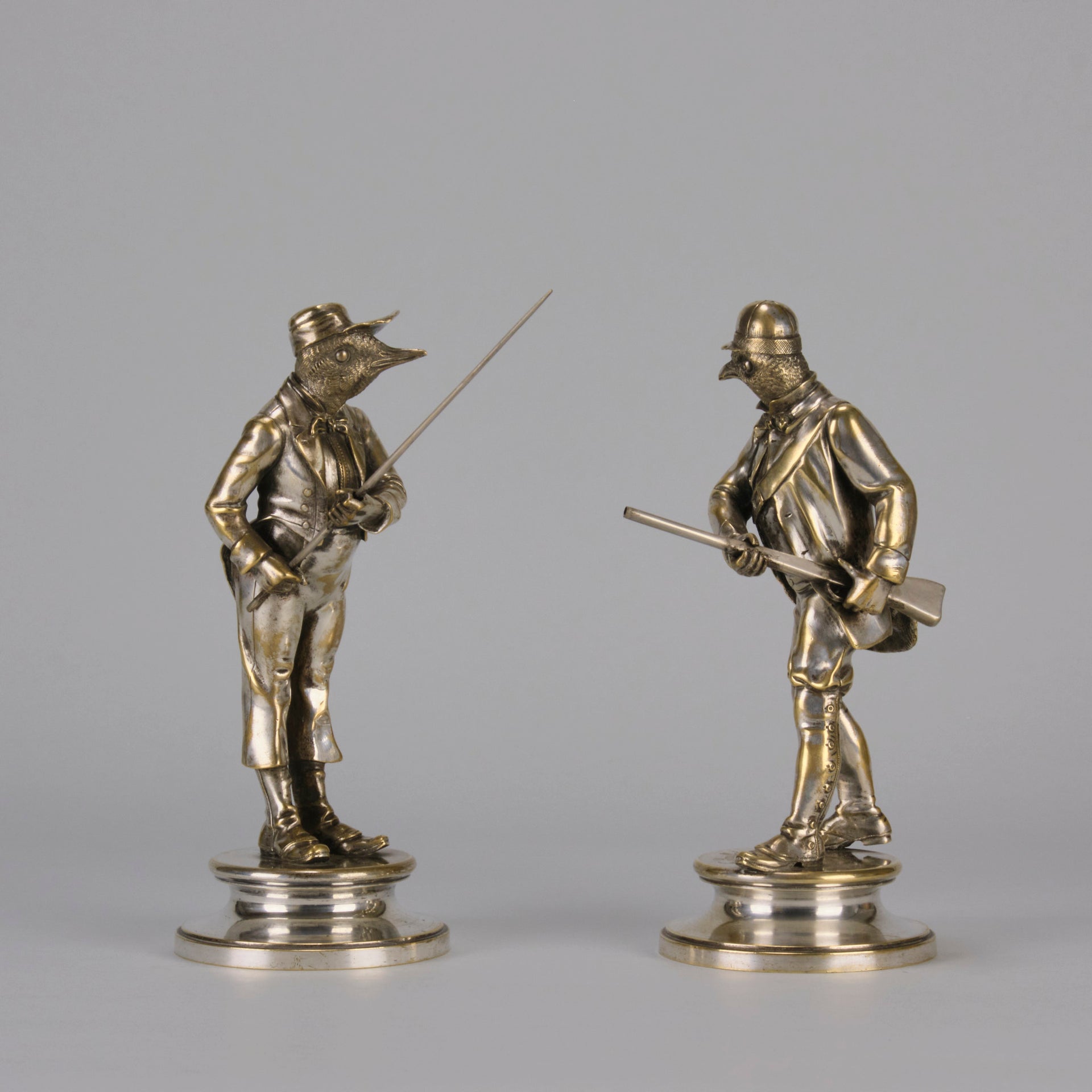 Émile Scaillet Bronze - Pêcheur And Chasseur - Hickmet Fine Arts 
