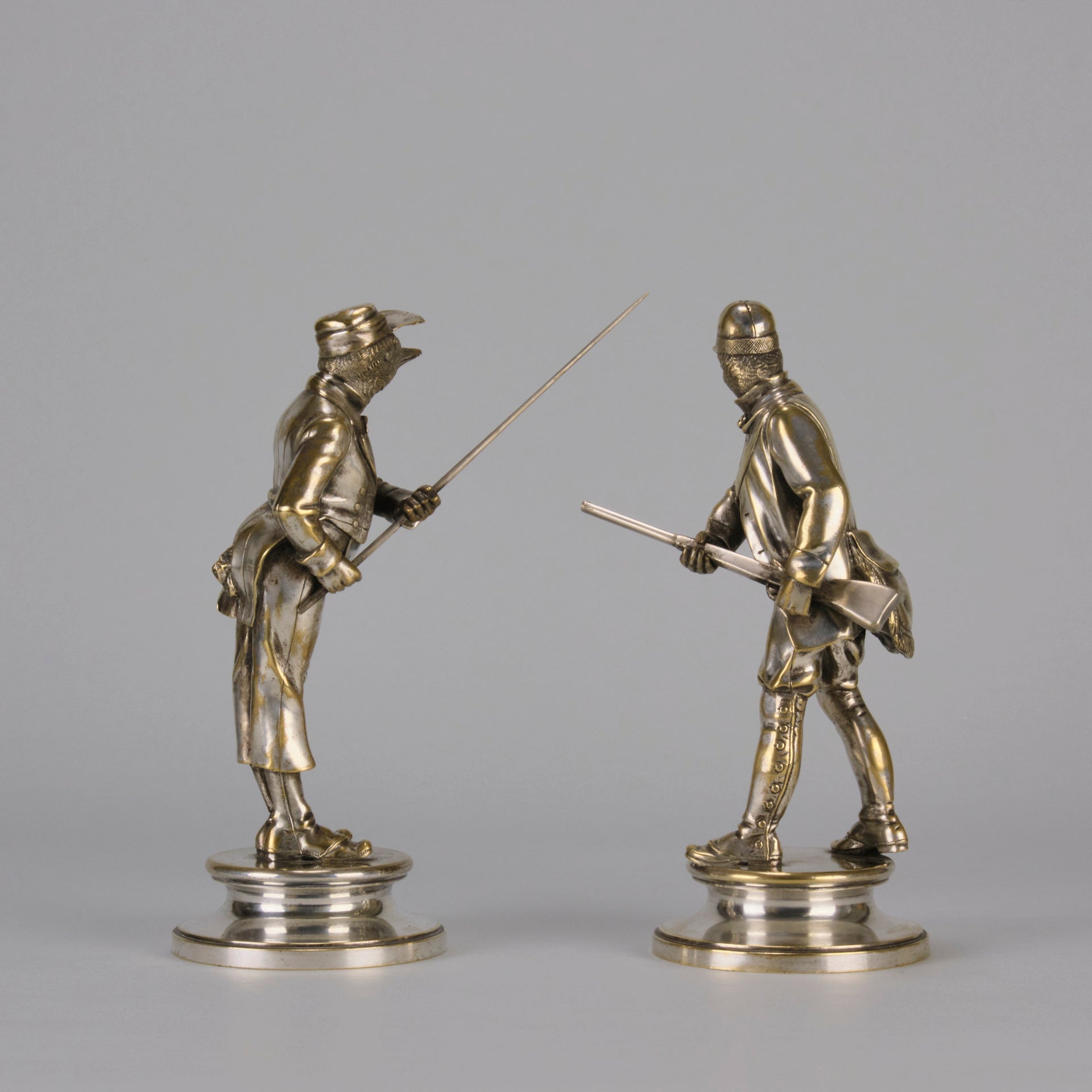 Émile Scaillet Bronze - Pêcheur And Chasseur - Hickmet Fine Arts 