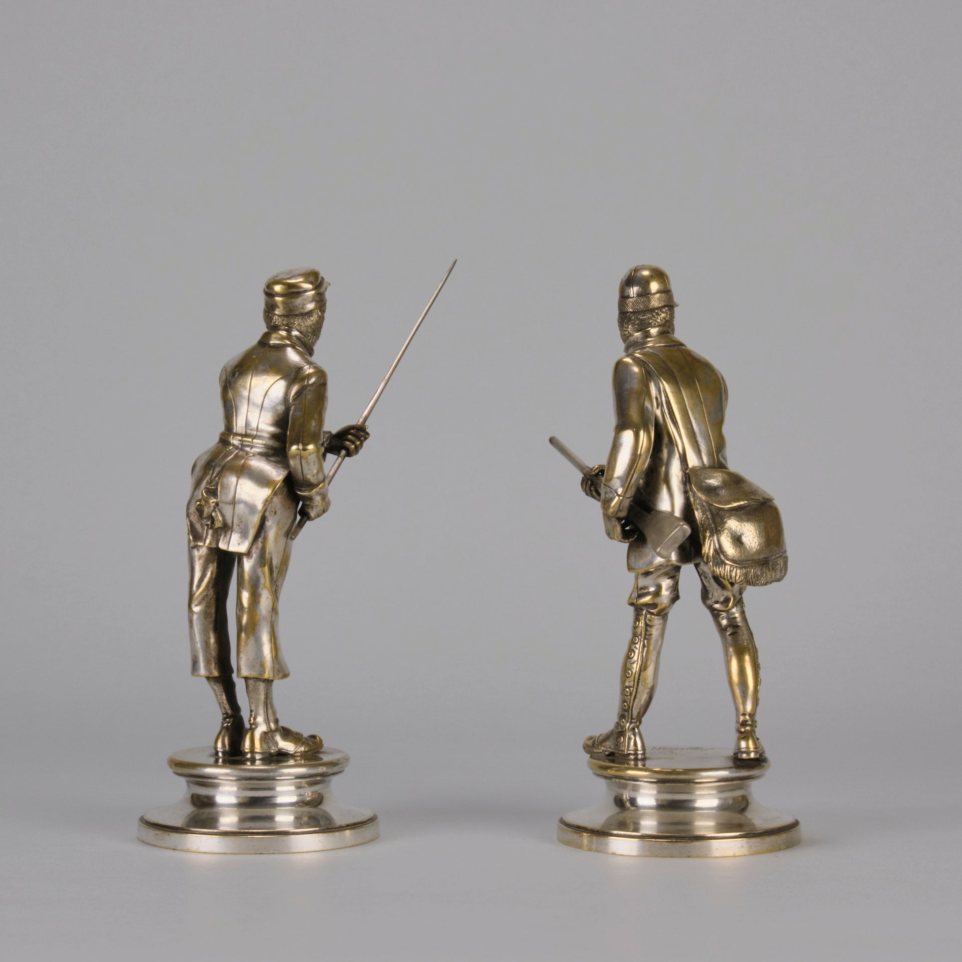 Émile Scaillet Bronze - Pêcheur And Chasseur - Hickmet Fine Arts 
