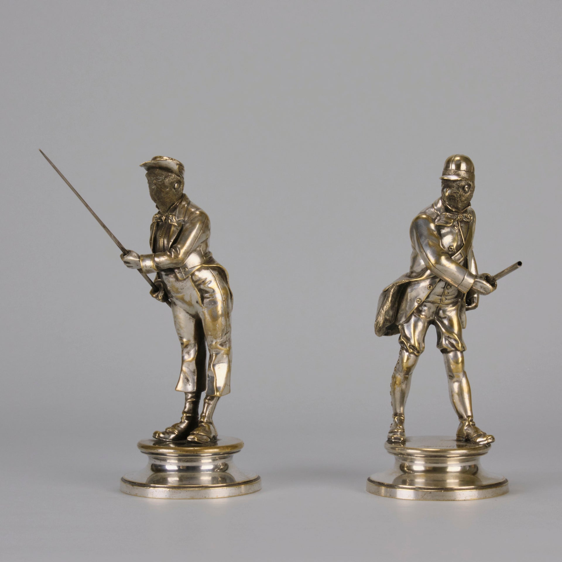 Émile Scaillet Bronze - Pêcheur And Chasseur - Hickmet Fine Arts 