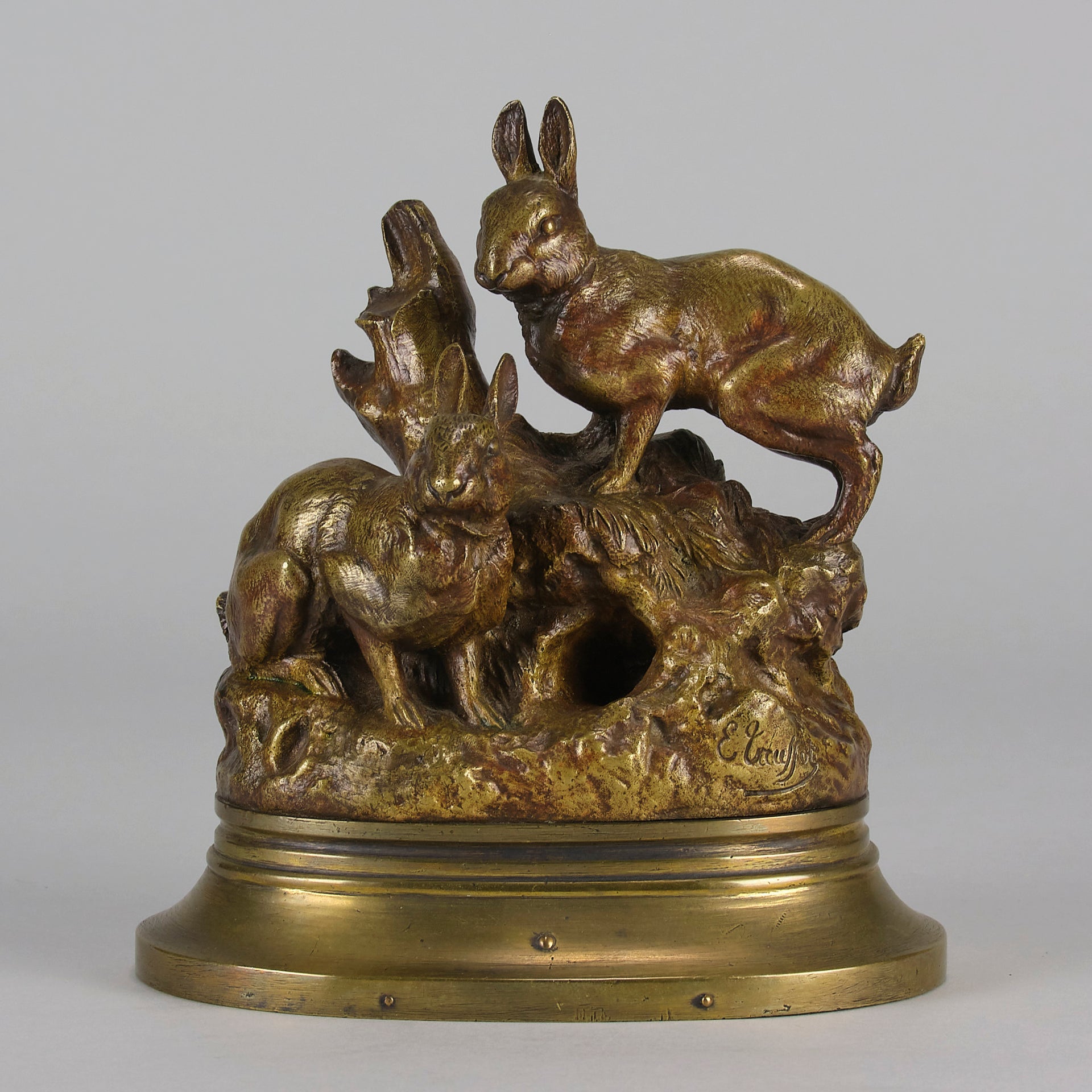 Truffot Rabbits - Animalier Bronze - Hickmet Fine Arts